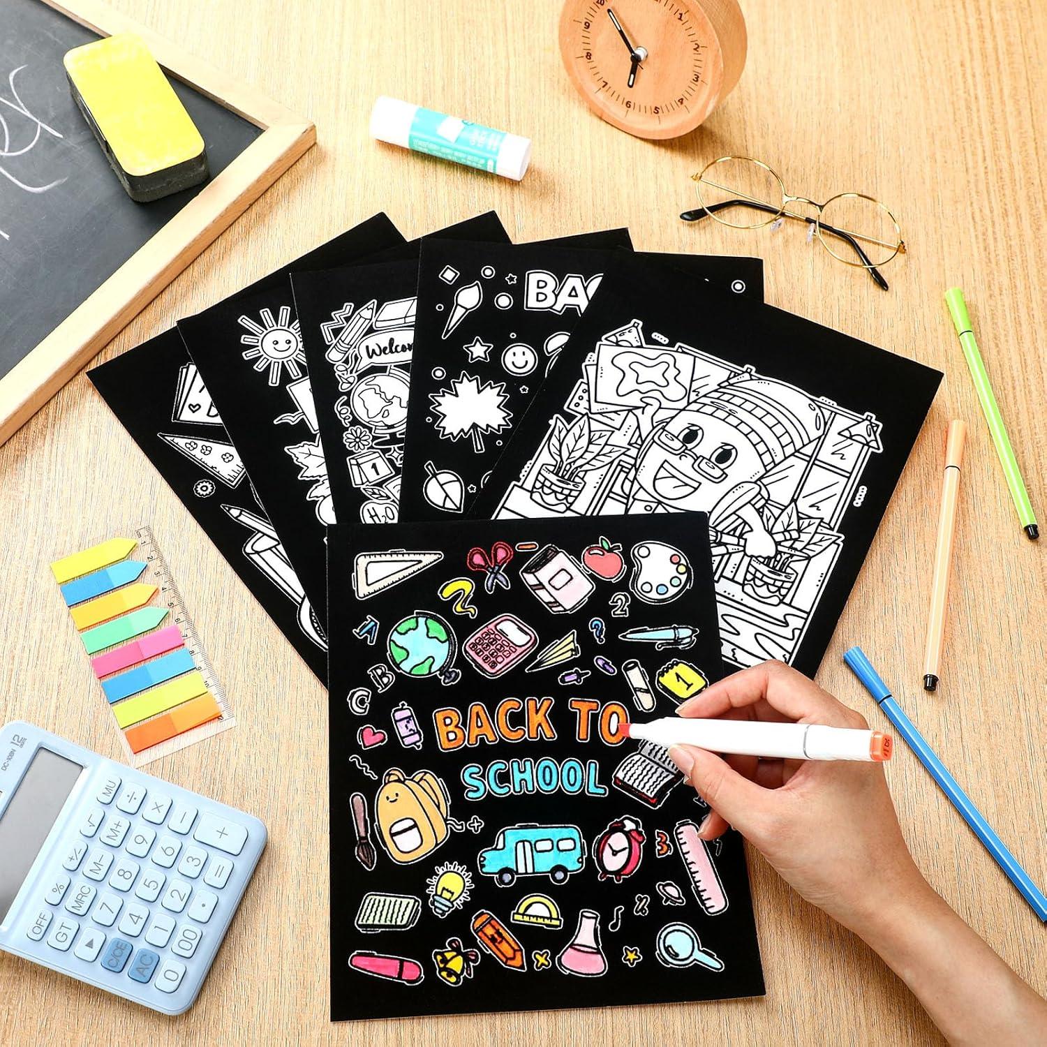 48 Pósteres de Colorear Terciopelo Moinchore Regreso a Clases