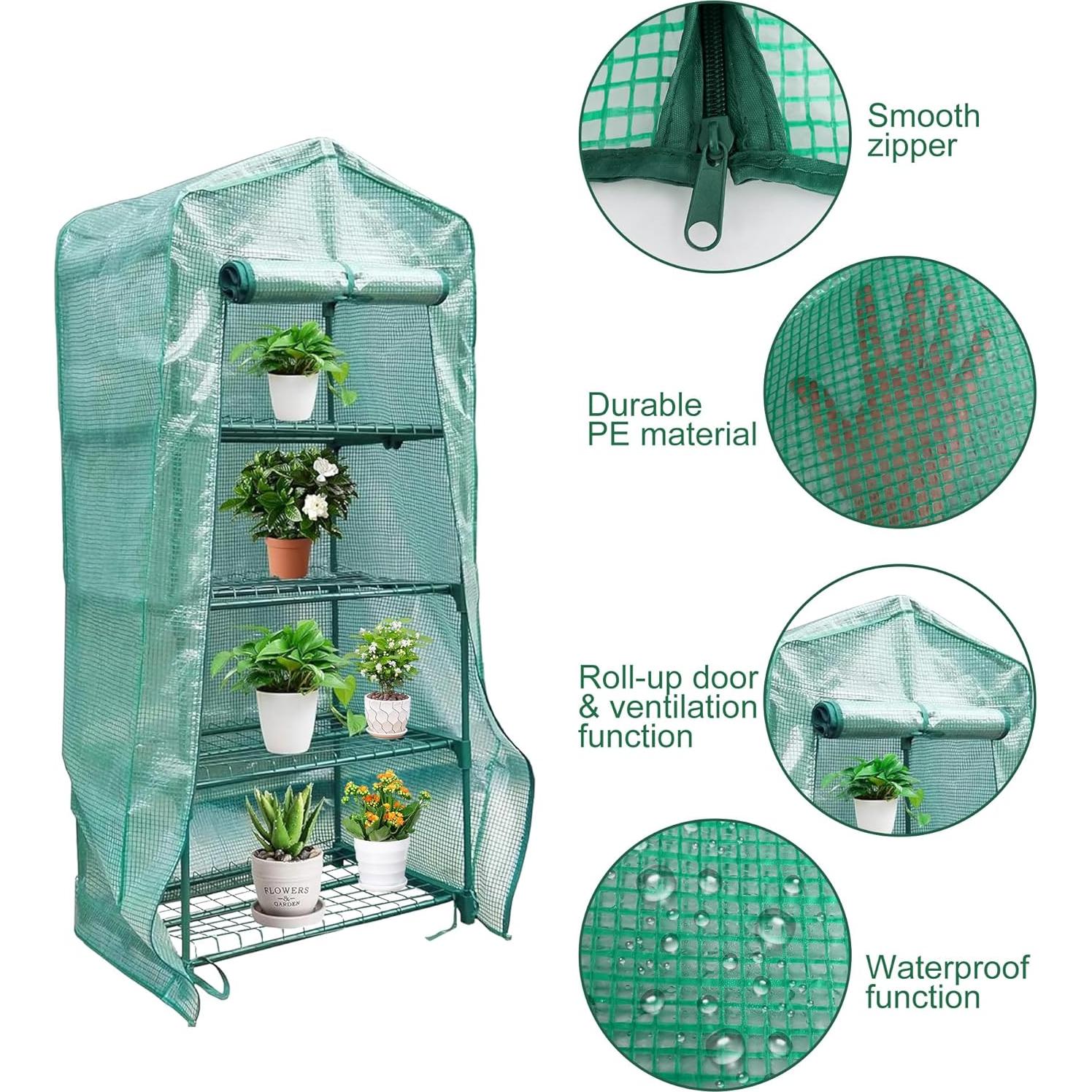 Cubierta de Invernadero Sfcddtlg PE 160x69.1x49 cm con Cremallera