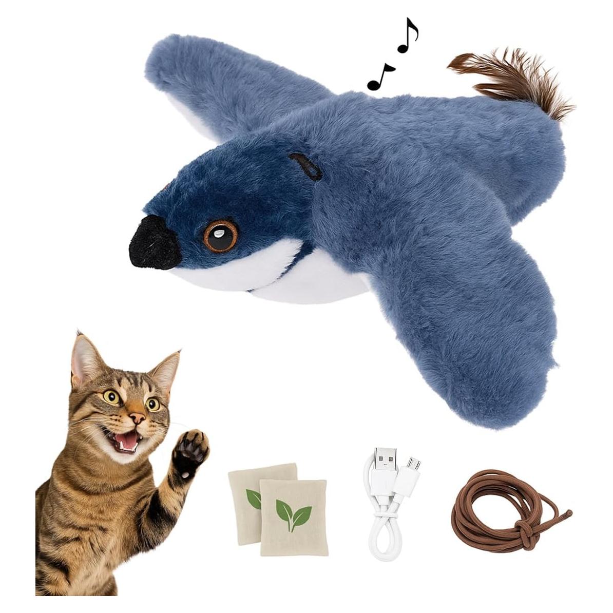 Juguete Interactivo para Gato Paws Power Pájaro Aleteante Azul