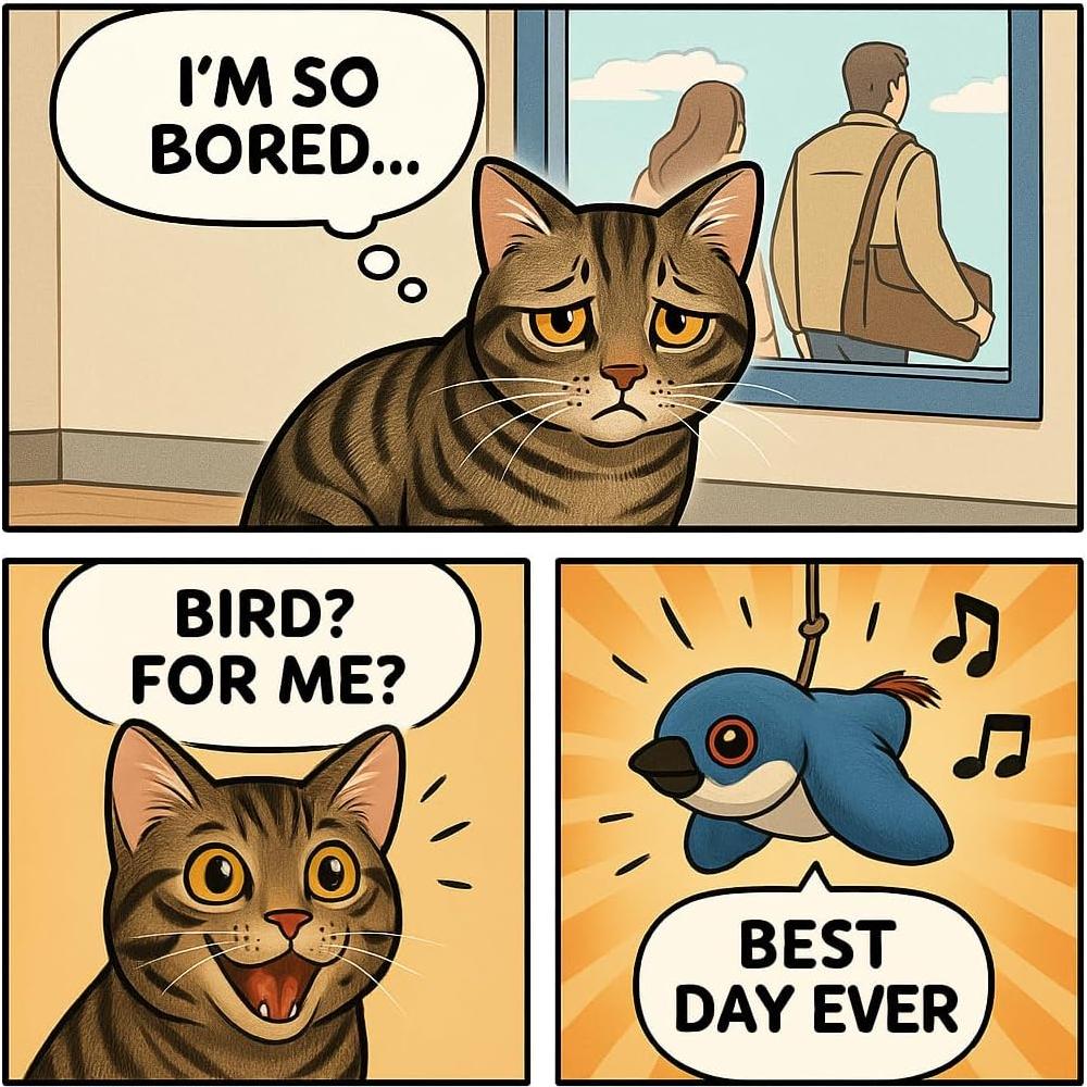 Juguete Interactivo para Gato Paws Power Pájaro Aleteante Azul