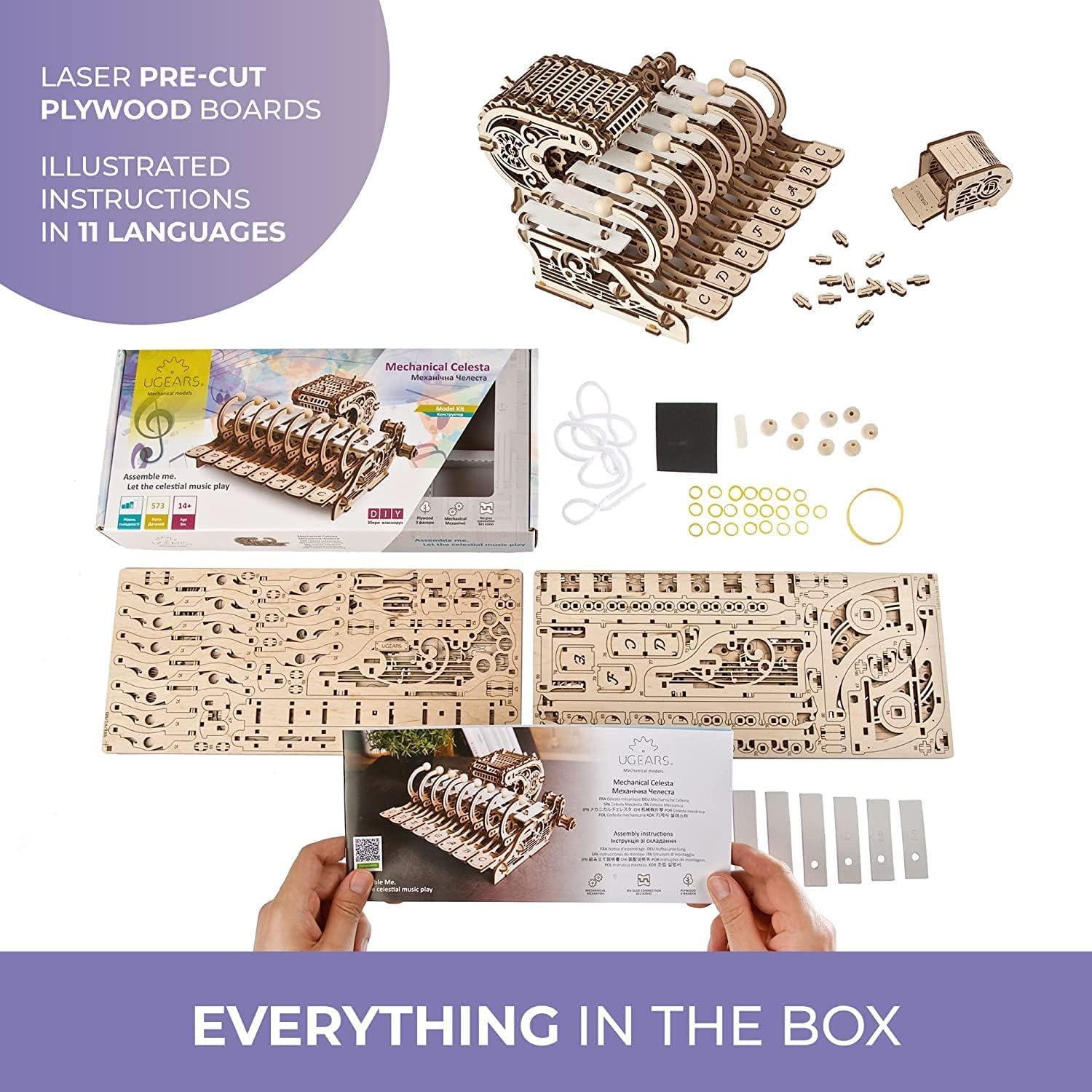 Rompecabezas Mecánico 3D UGEARS Celesta Musical - 573 Piezas