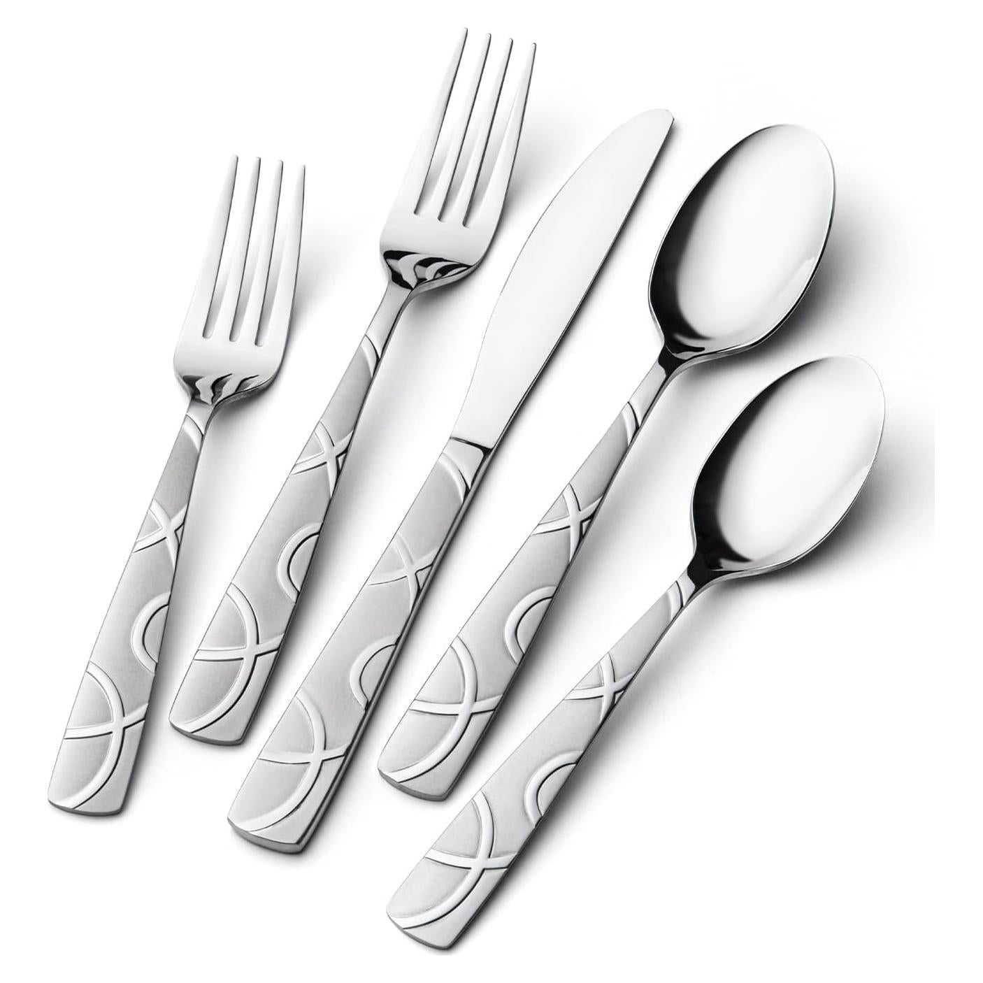 Juego de Cubiertos HIKAA 20 Piezas Acero Inoxidable Pulido