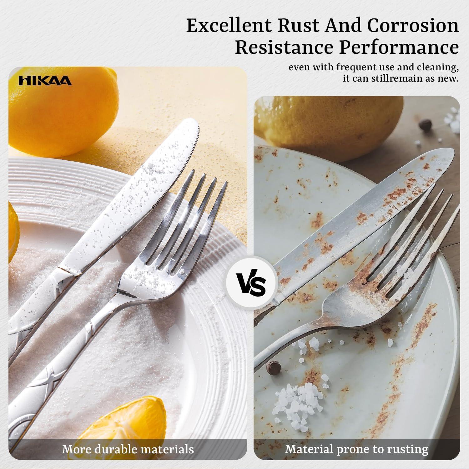 Juego de Cubiertos HIKAA 20 Piezas Acero Inoxidable Pulido