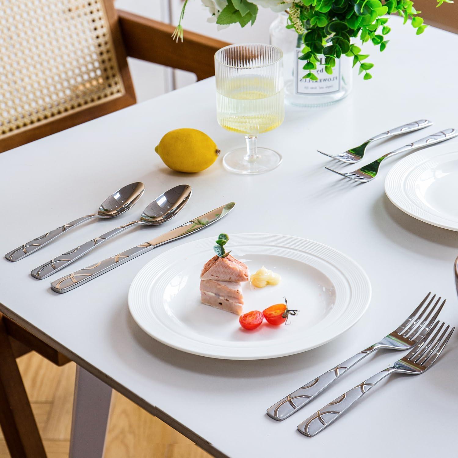 Juego de Cubiertos HIKAA 20 Piezas Acero Inoxidable Pulido