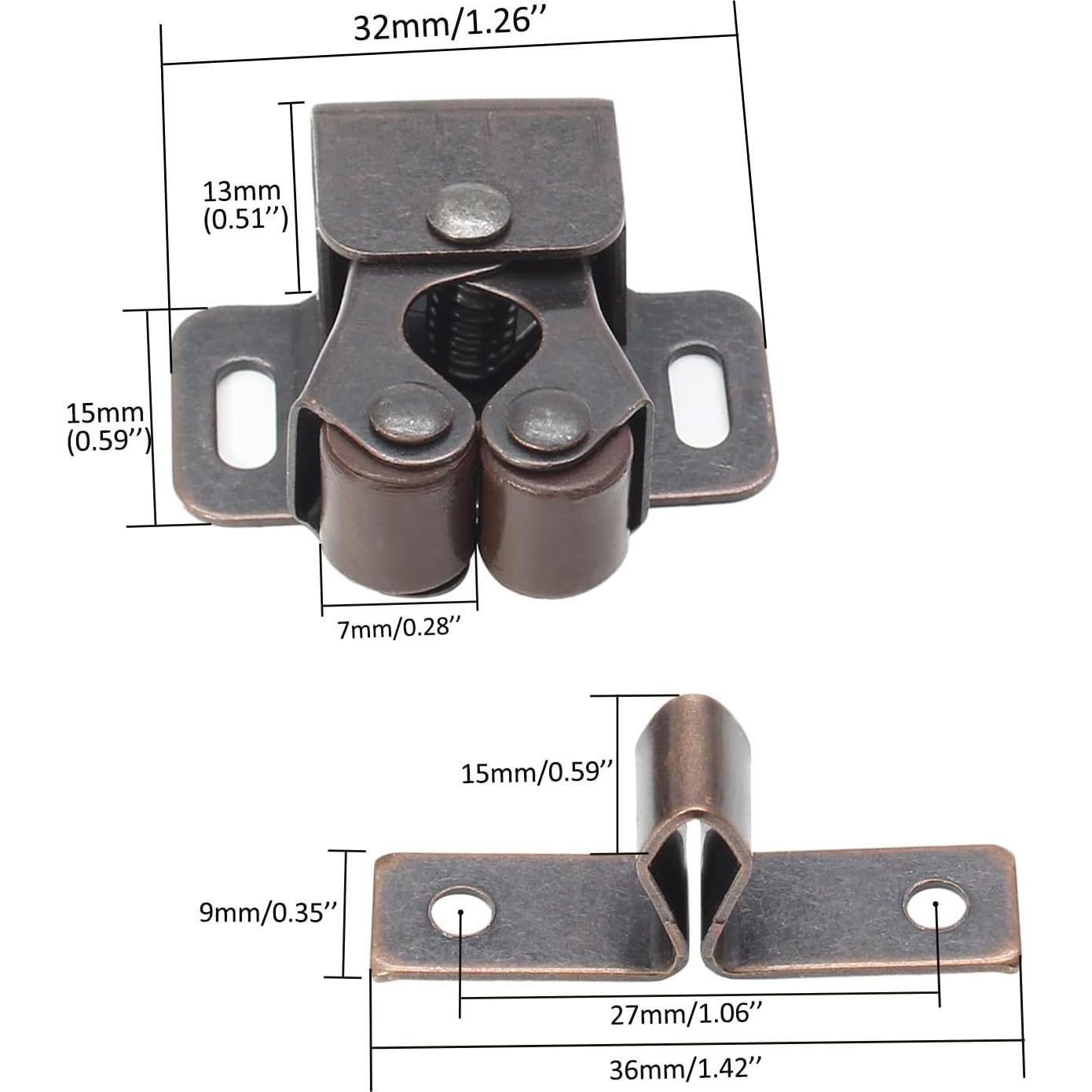 Cierres de Gabinete Doble Rodillo Luomorgo 10 Piezas Bronce