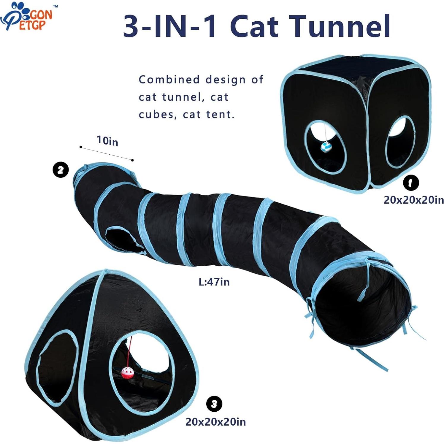 Túneles para Gatos GONPETGP 3 en 1 Interactivos 220cm
