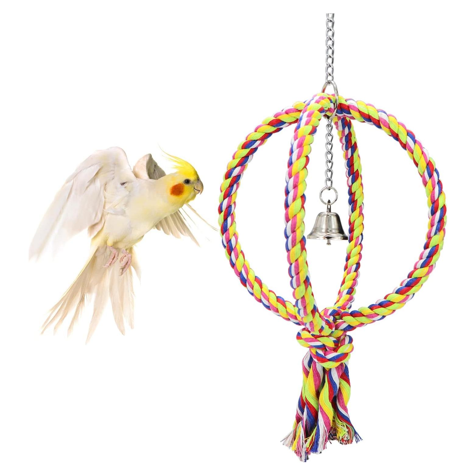 Percha de Cuerda para Aves Litewood 42cm Colorida con Anillos