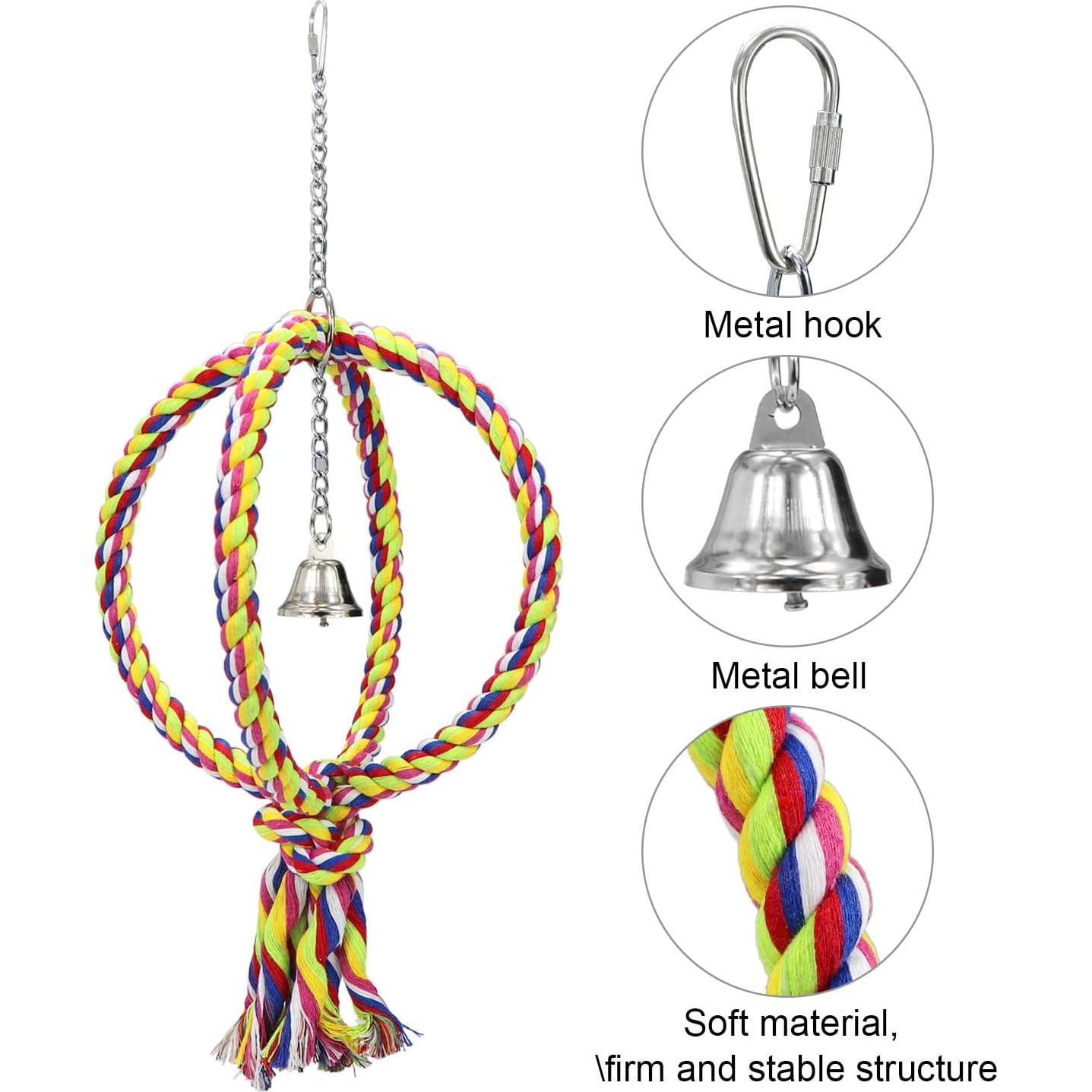 Percha de Cuerda para Aves Litewood 42cm Colorida con Anillos