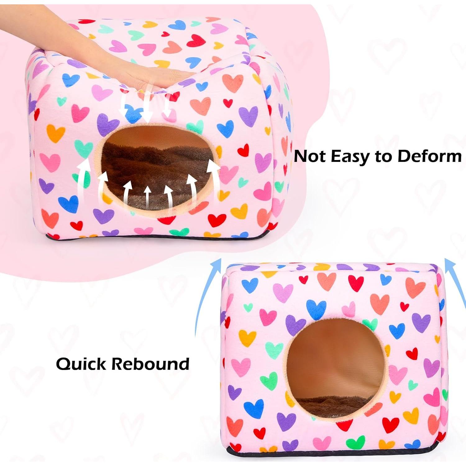 Escondite para Cobayas Bienbee 28x28x24.9cm Corazones Coloridos