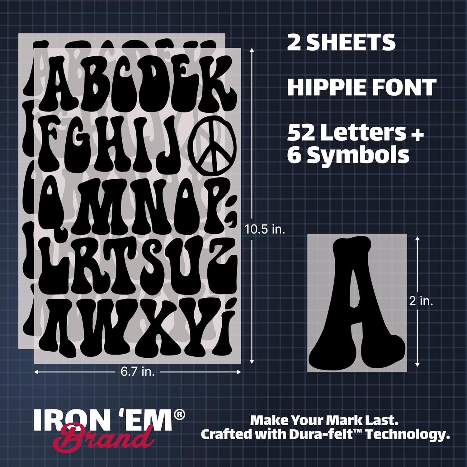 Letras de Planchar Dura-Felt Iron 'Em 2" Negras para Tela