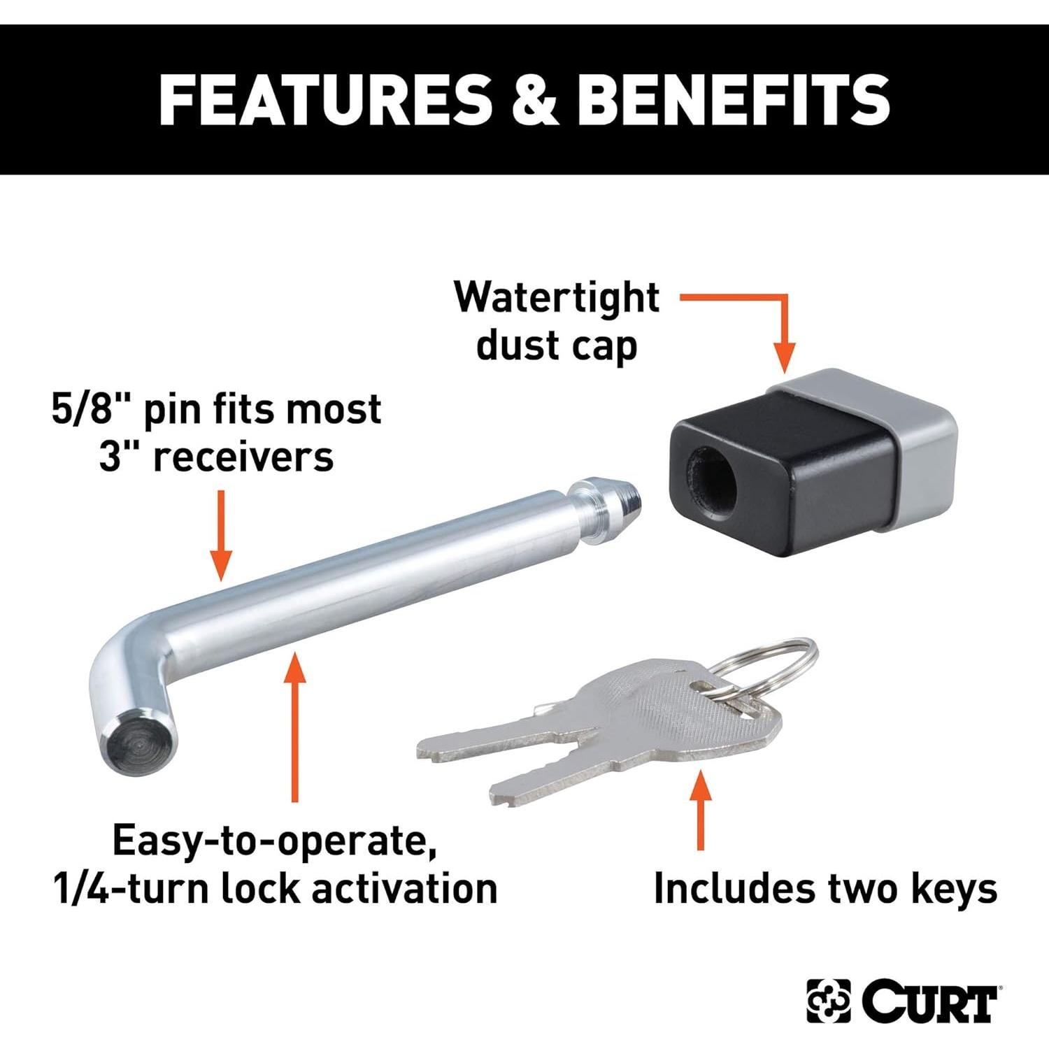 Cerradura de Enganche de Remolque CURT 23021 - Paquete de 4