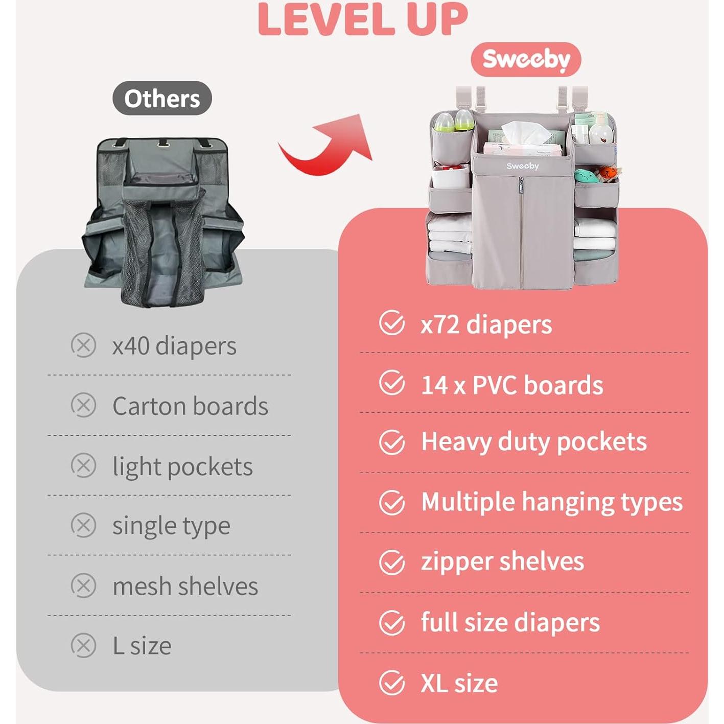 Organizador de Pañales Colgante Sweeby Crema - Caddy Multifuncional