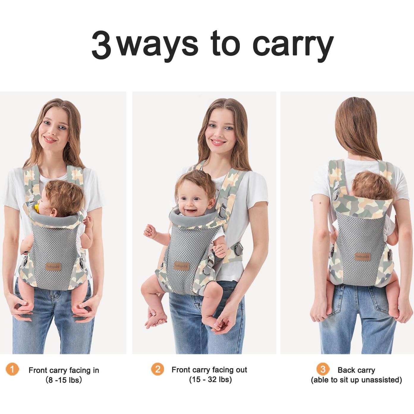 Portabebés 3 en 1 Ergonómico Camuflaje 3.4-20.4 kg