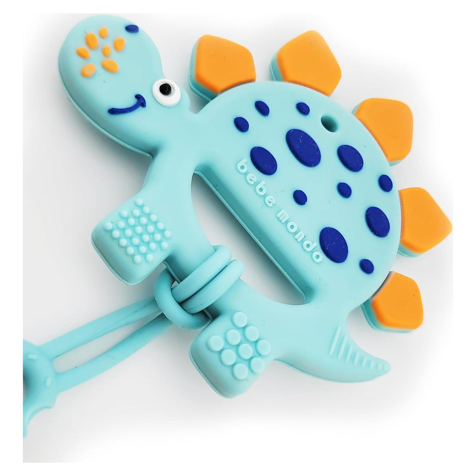 Mordedor de Silicona para Bebés 0-12 Meses - Dino Turquesa