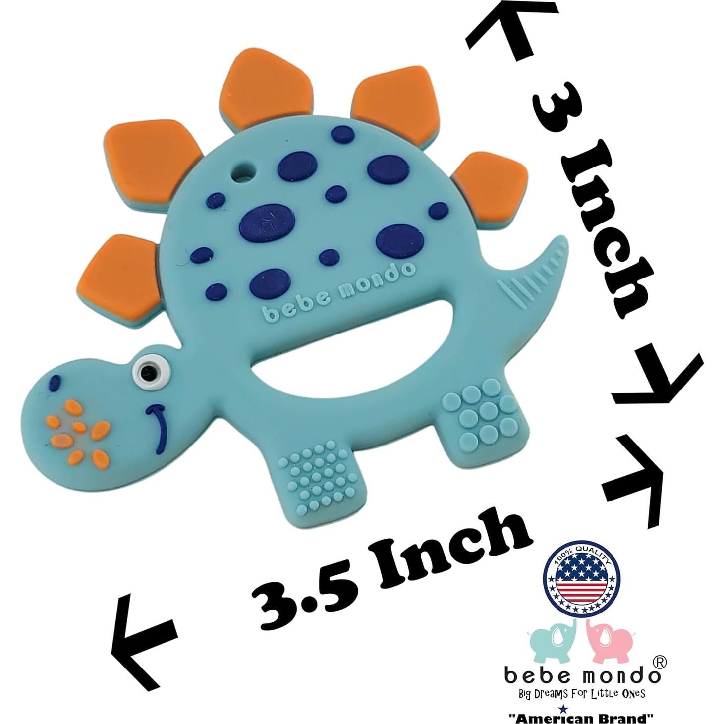 Mordedor de Silicona para Bebés 0-12 Meses - Dino Turquesa