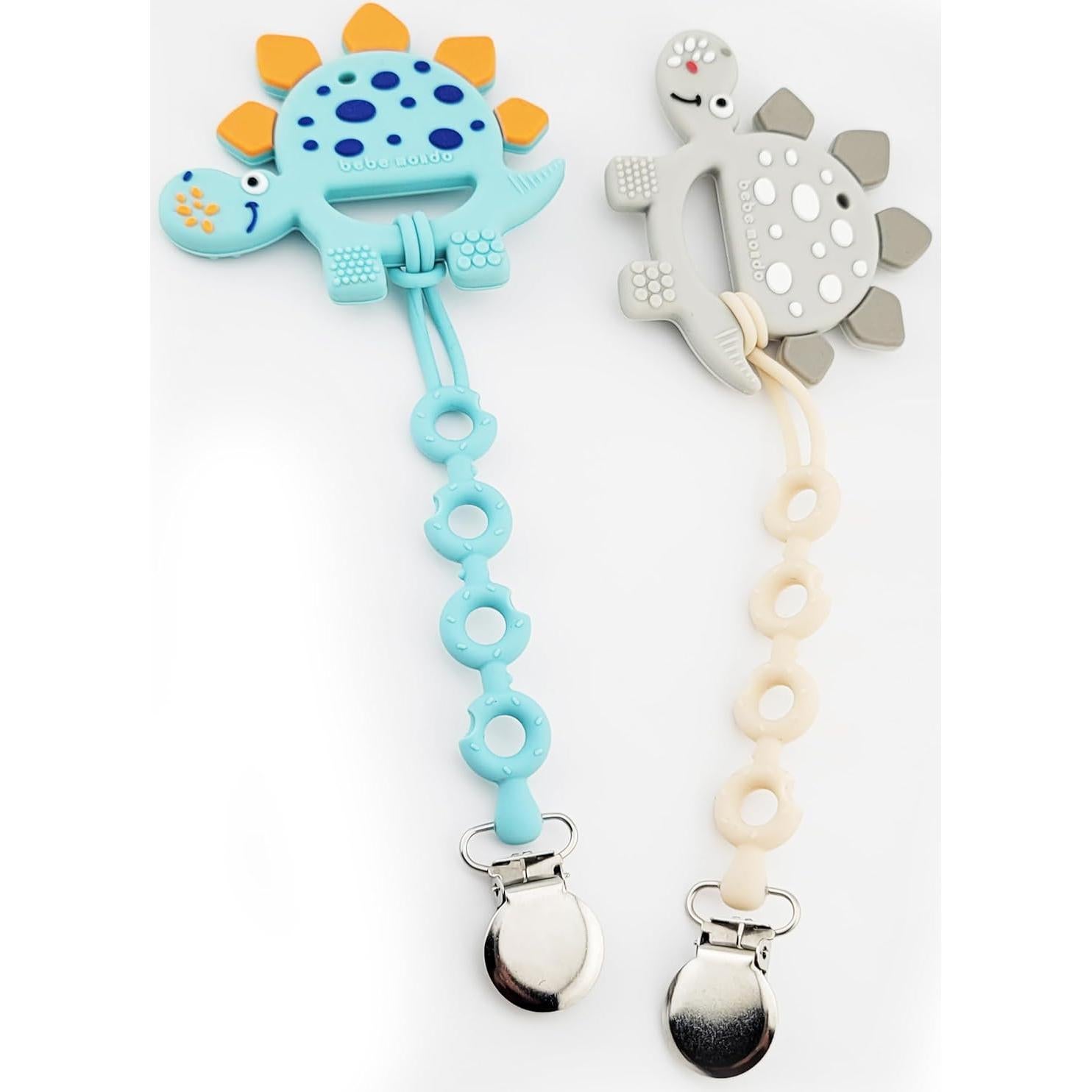 Mordedor de Silicona para Bebés 0-12 Meses - Dino Turquesa