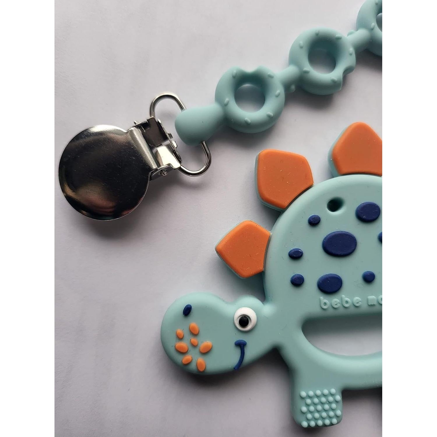 Mordedor de Silicona para Bebés 0-12 Meses - Dino Turquesa