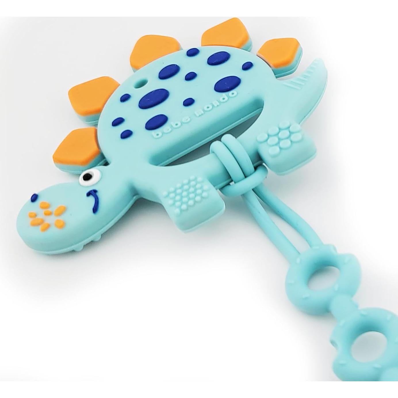 Mordedor de Silicona para Bebés 0-12 Meses - Dino Turquesa