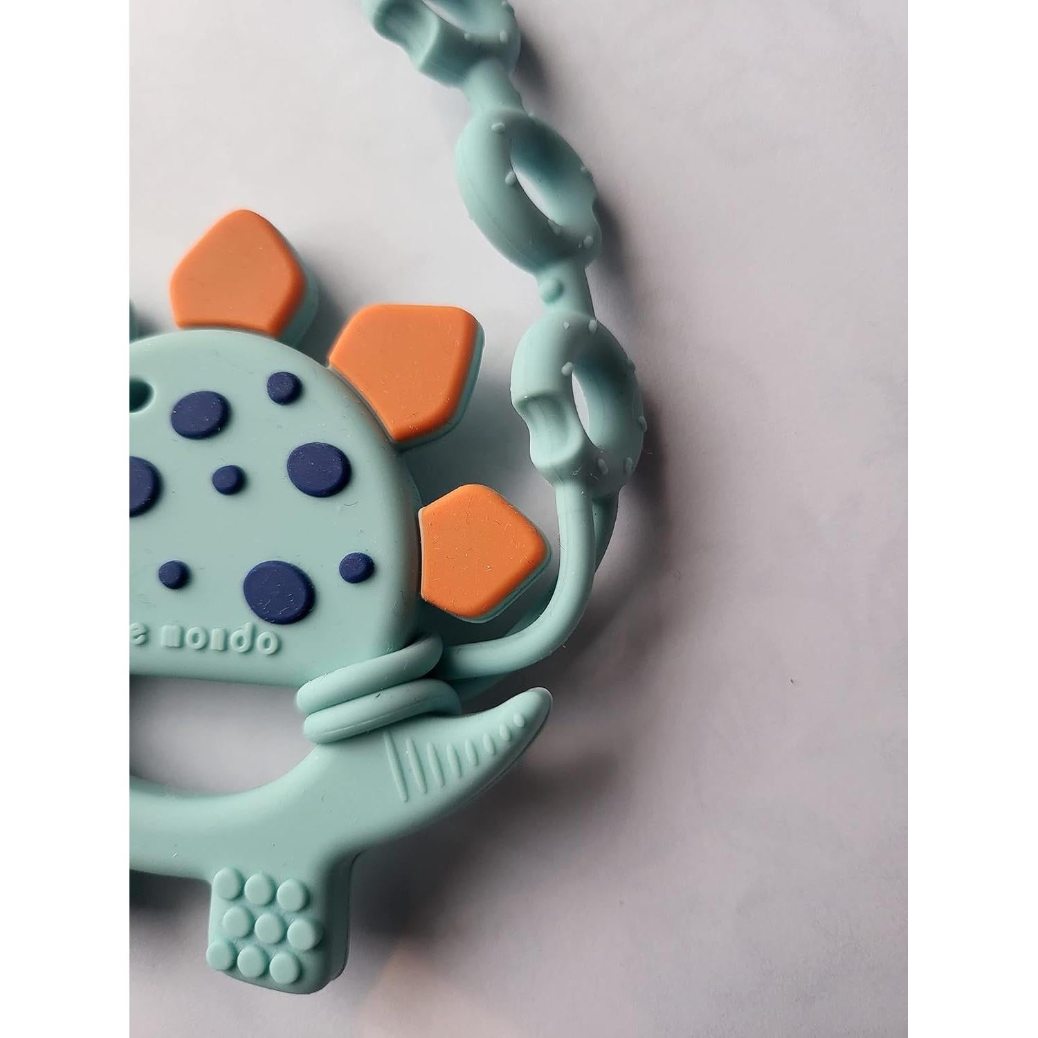 Mordedor de Silicona para Bebés 0-12 Meses - Dino Turquesa