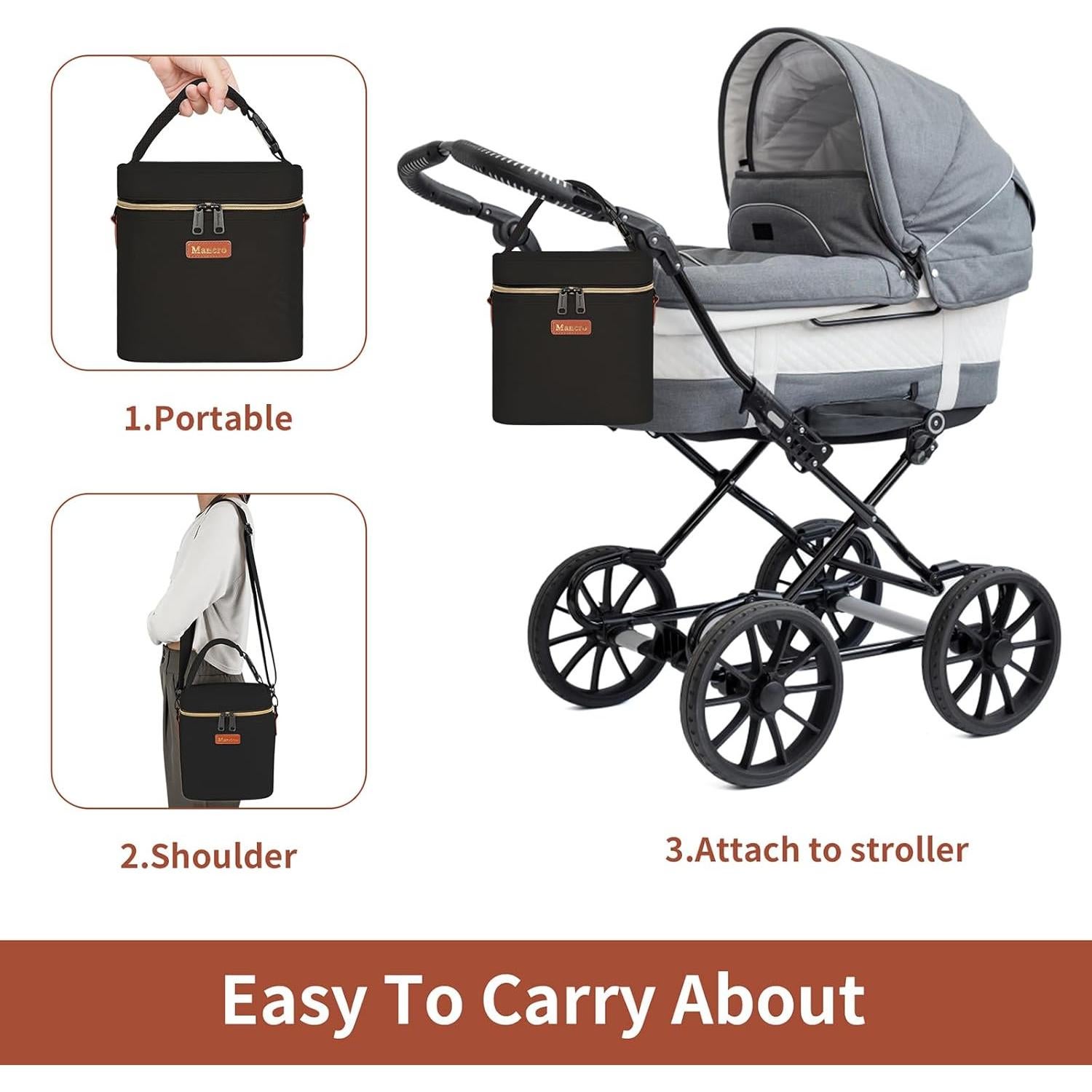 Bolsa de Enfriamiento de Leche Materna Mancro Negra Aislada 4 Botellas