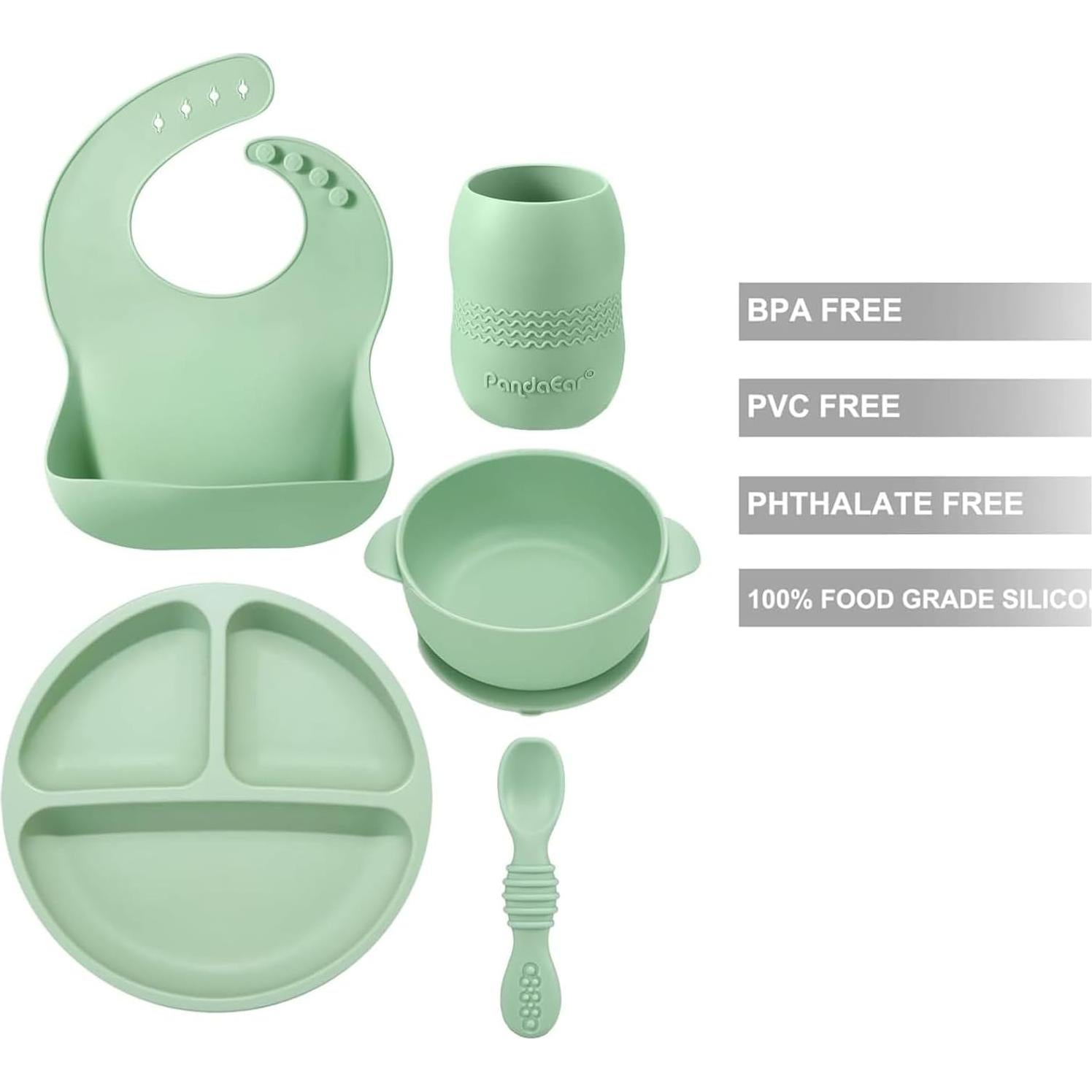 Conjunto de Alimentación de Silicona PandaEar - 5 Piezas para Bebés