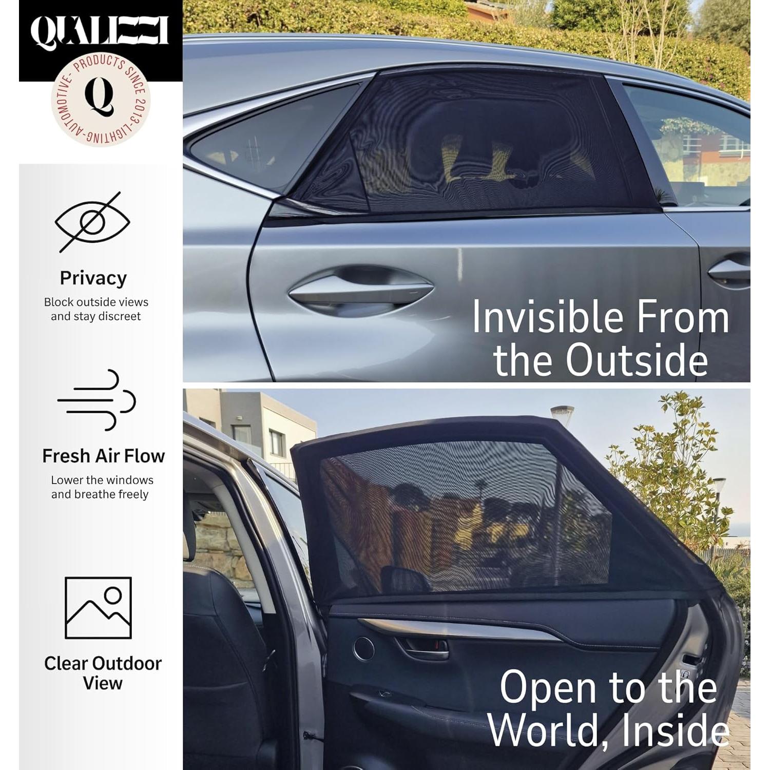 Pantallas Solares para Ventanas de Autos Qualizzi XL - Paquete de 2