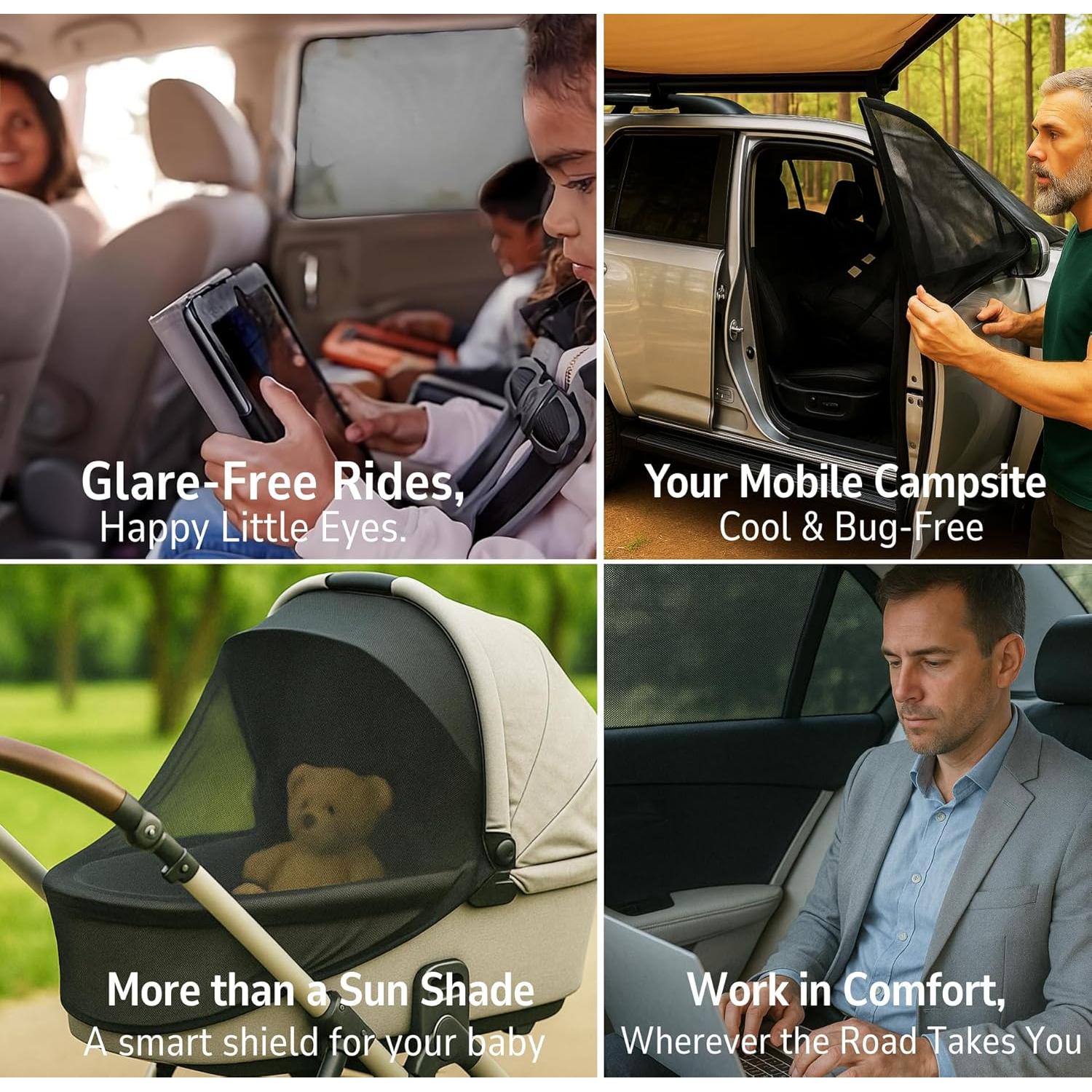 Pantallas Solares para Ventanas de Autos Qualizzi XL - Paquete de 2