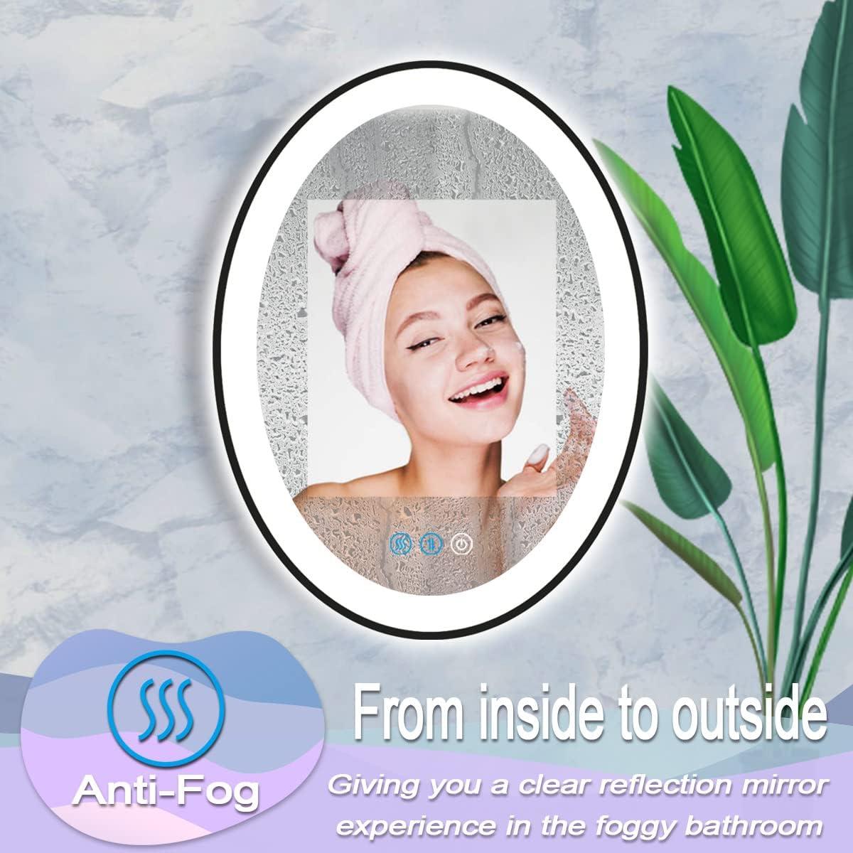 Espejo LED Ovalado 76x51 cm DIDIDADA con Marco Negro