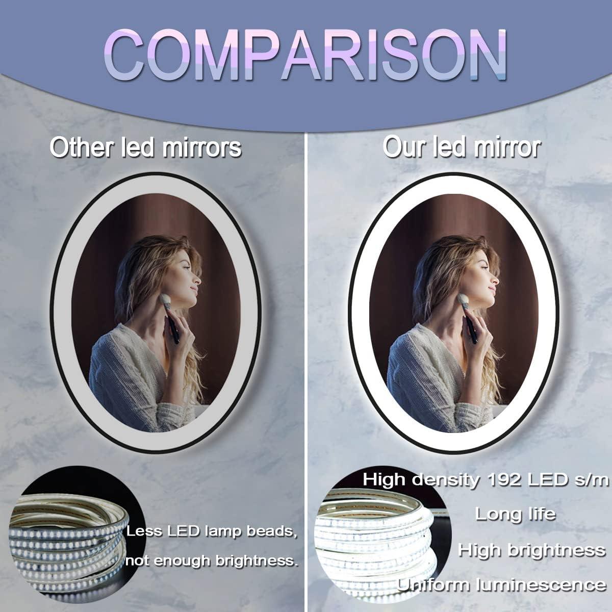 Espejo LED Ovalado 76x51 cm DIDIDADA con Marco Negro