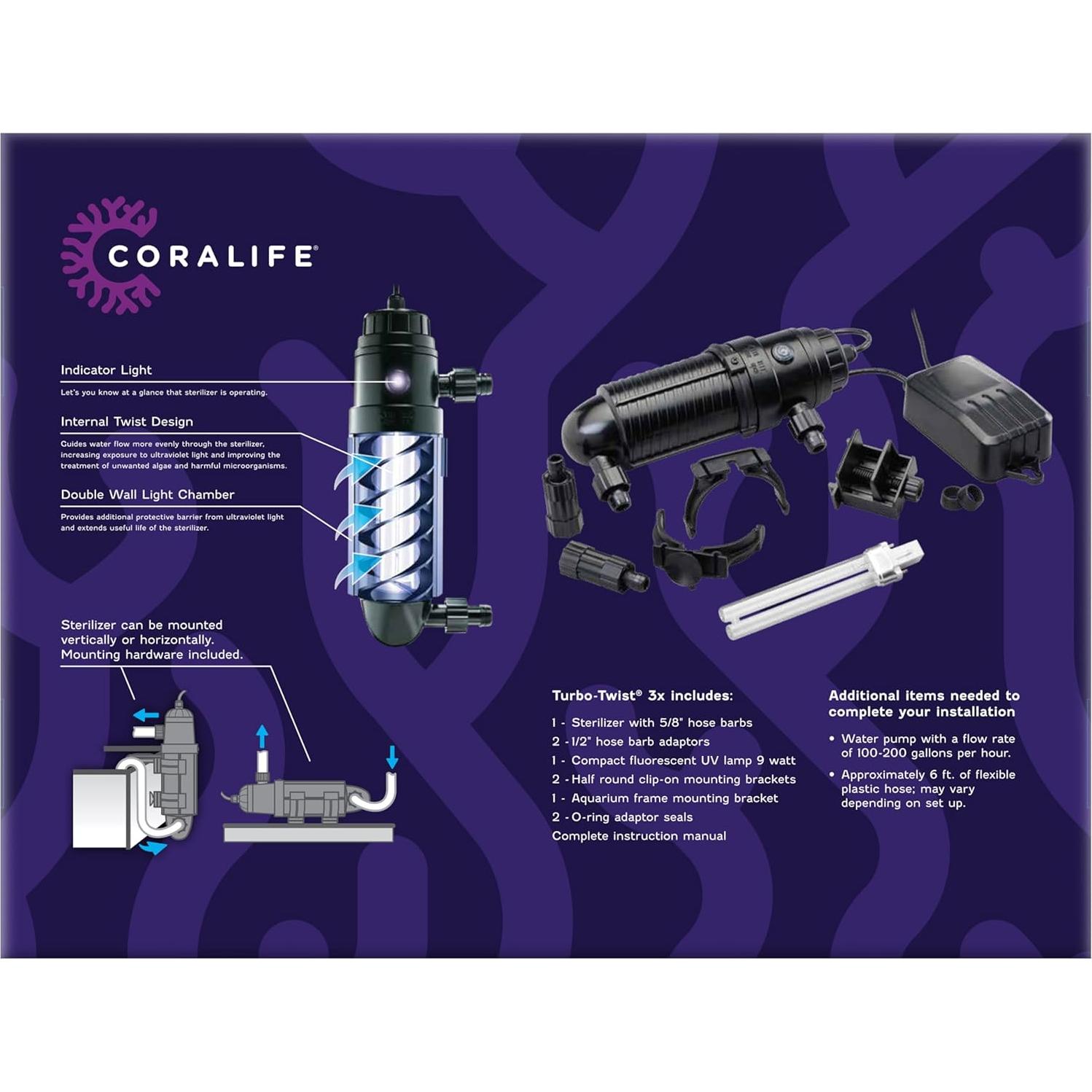 Estabilizador UV Coralife Turbo-Twist 9W hasta 473L Acuarios