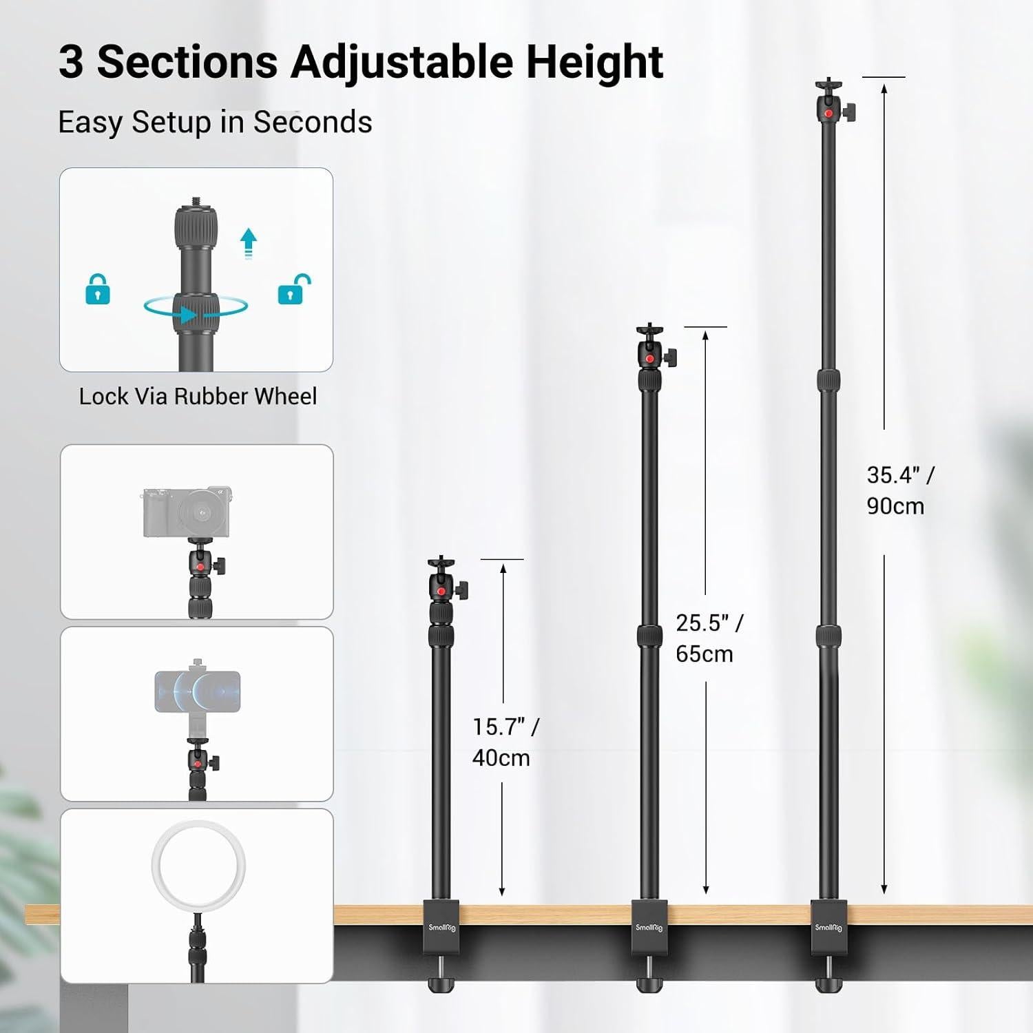 Soporte de Mesa para Cámara SmallRig 3488-SS Ajustable 48.5-100 cm