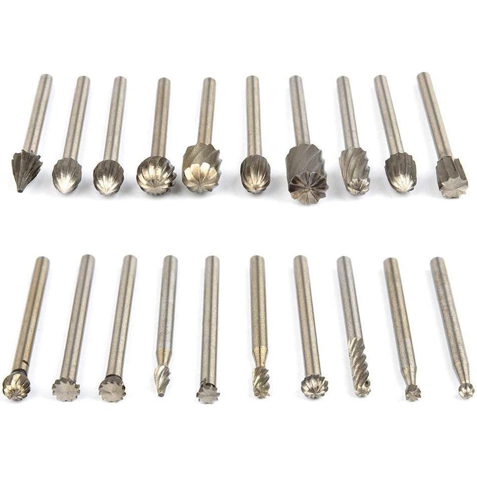 Juego de Fresas Rotativas HSS APlus 20 Piezas 3mm para Carpintería