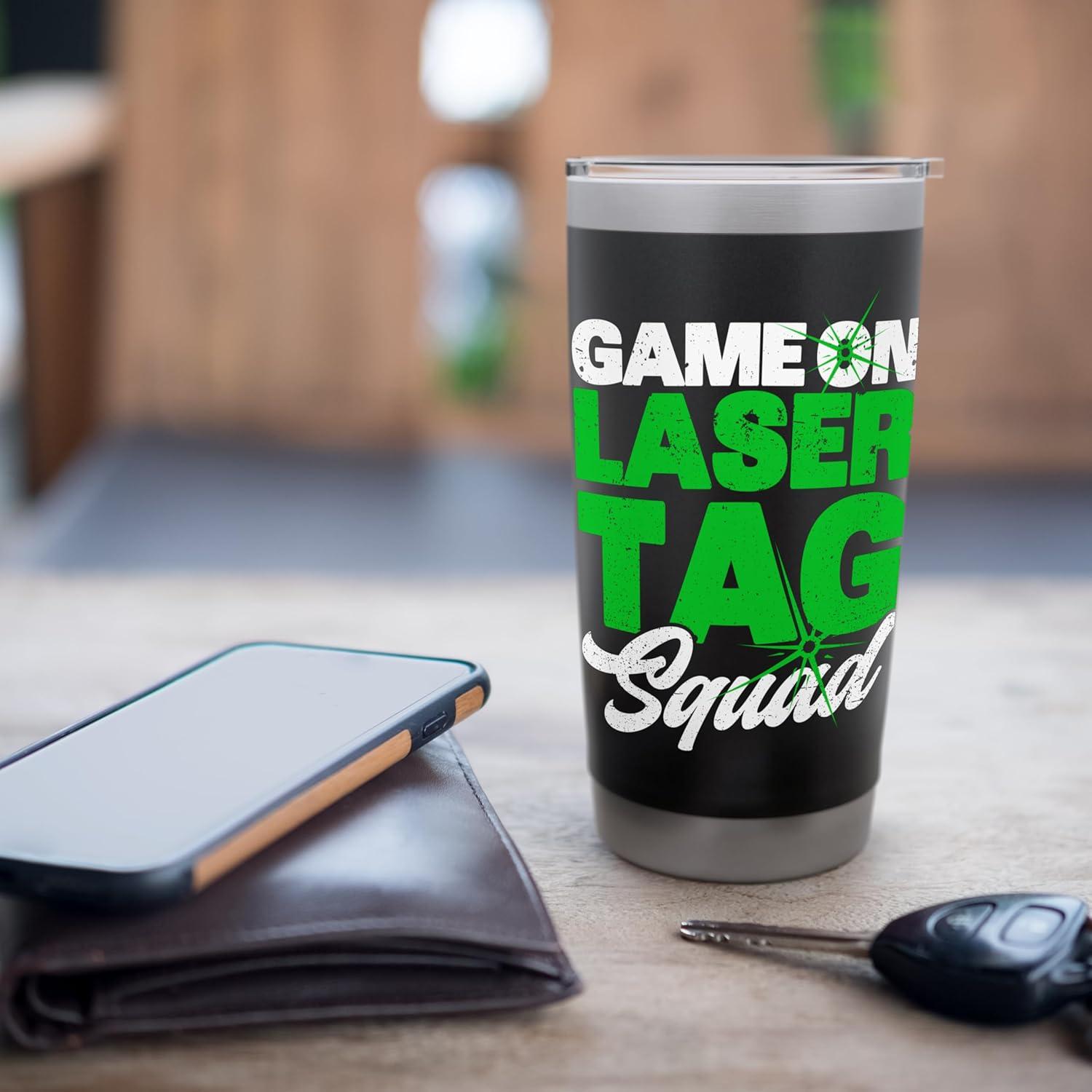 Vaso de Acero Inoxidable Aislado 20 oz Favores de Fiesta Laser Tag