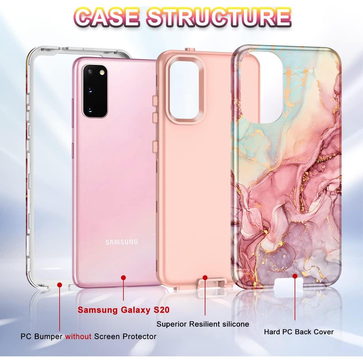 Funda Btscase para Samsung Galaxy S20 6.2" Patrón Mármol Oro Rosa