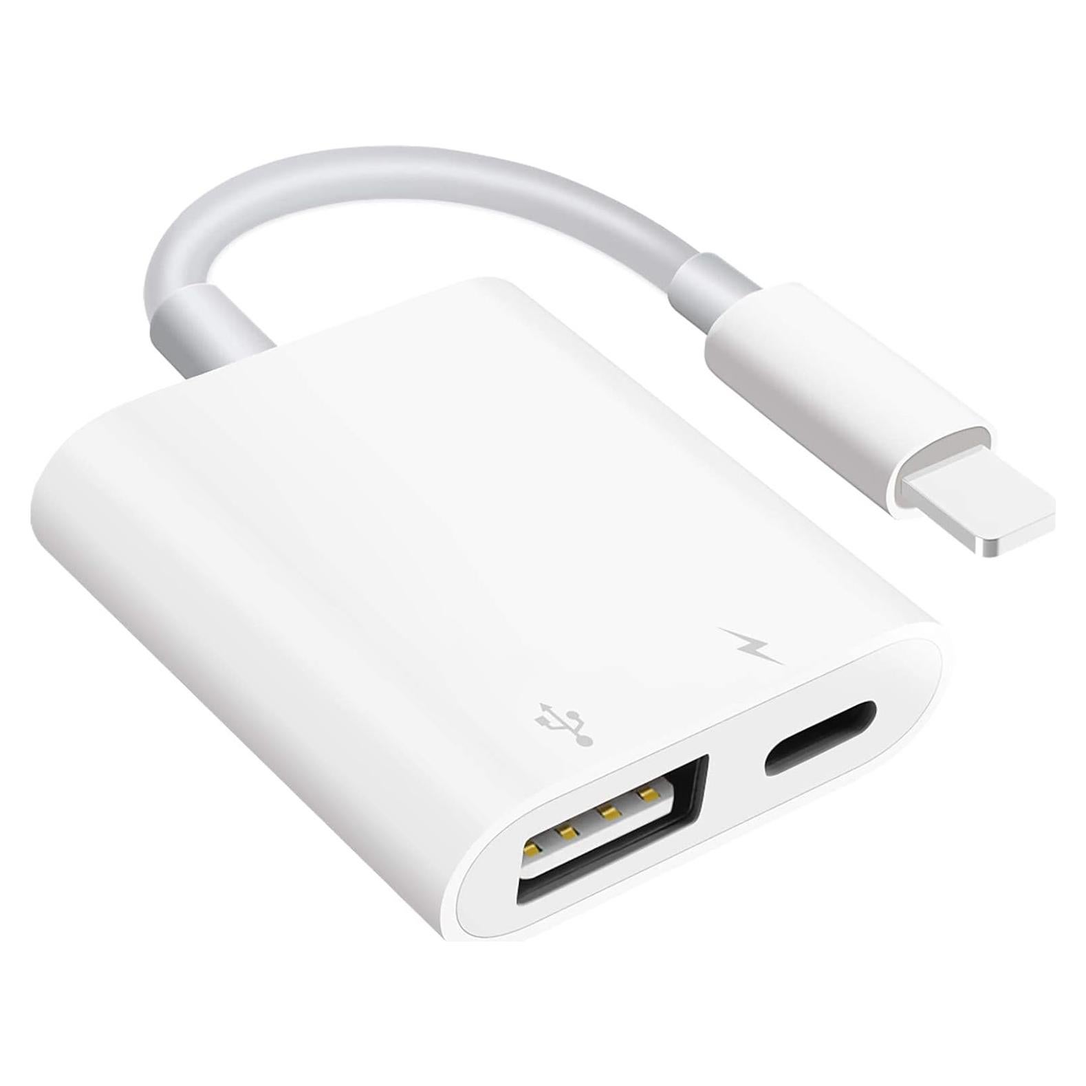 SUNTRSI USB Camera Adapter with Charging Port,Portable USB Female OTG Adapter Suitable for iPhone iPad, Plug and Play Adapter for iPad Support Card Reader