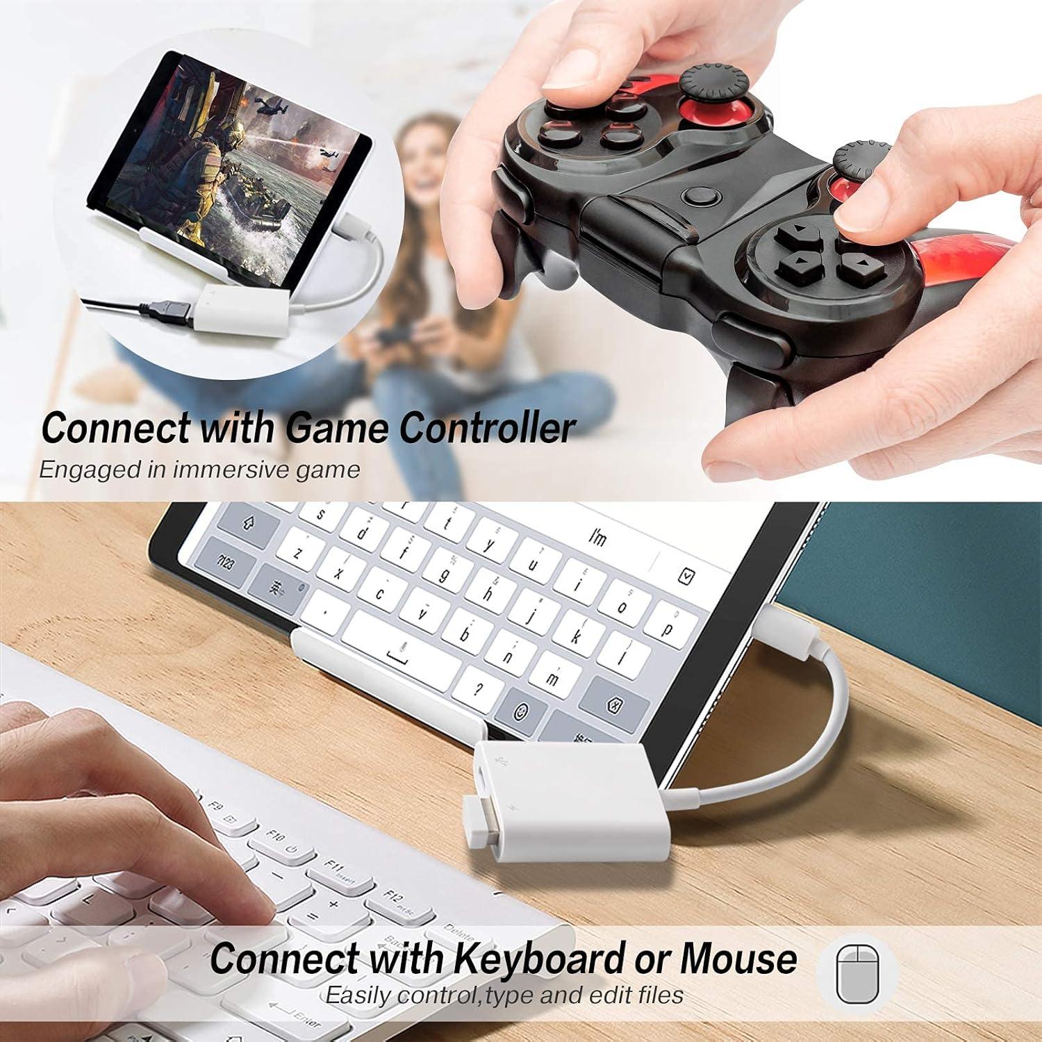 SUNTRSI USB Camera Adapter with Charging Port,Portable USB Female OTG Adapter Suitable for iPhone iPad, Plug and Play Adapter for iPad Support Card Reader