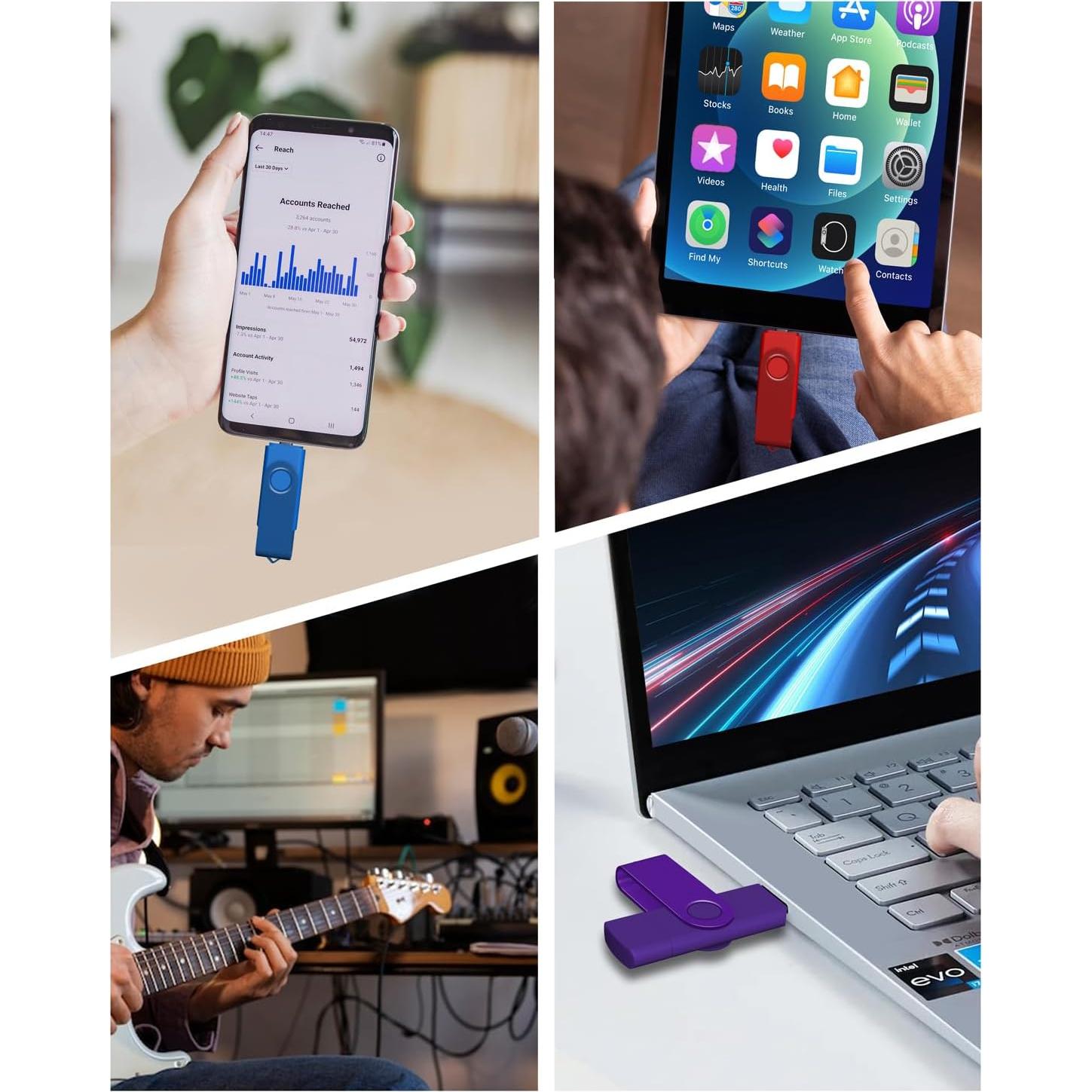 AreTop 64GB Unidad USB C Doble 10 Pack Memoria Flash