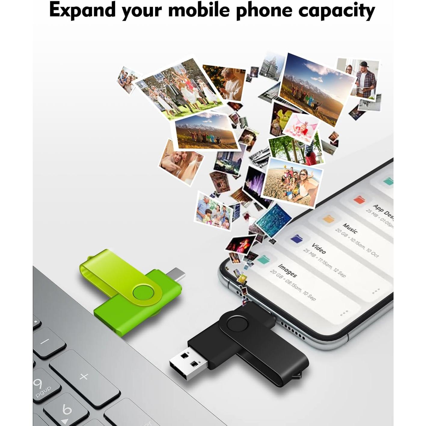 AreTop 64GB Unidad USB C Doble 10 Pack Memoria Flash