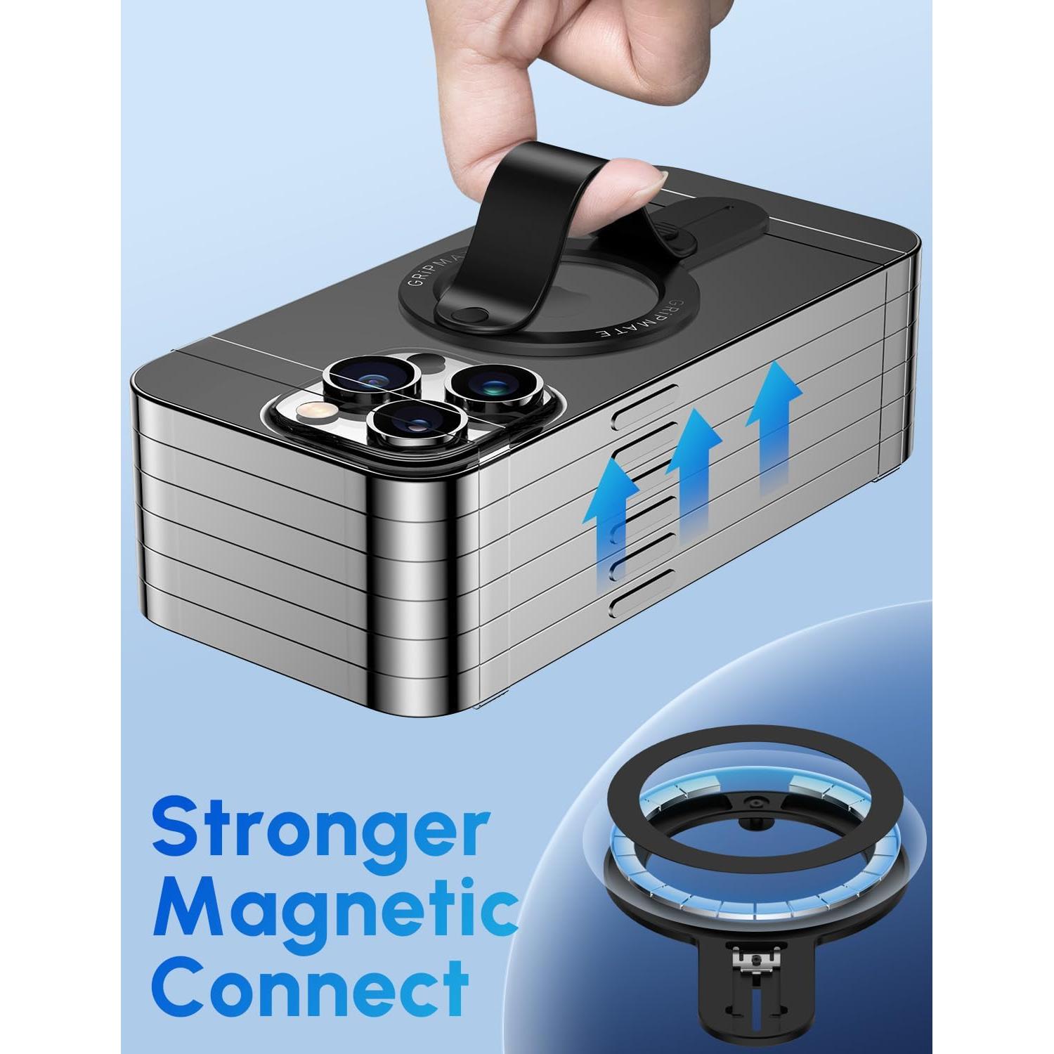 Soporte Magnético GripMate para iPhone 16/15/14/13/12 - Negro