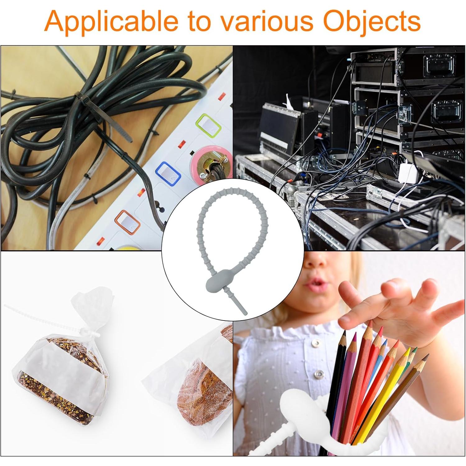 Ataduras de Cable de Silicona MECCANIXITY 4 Piezas 18 cm Gris