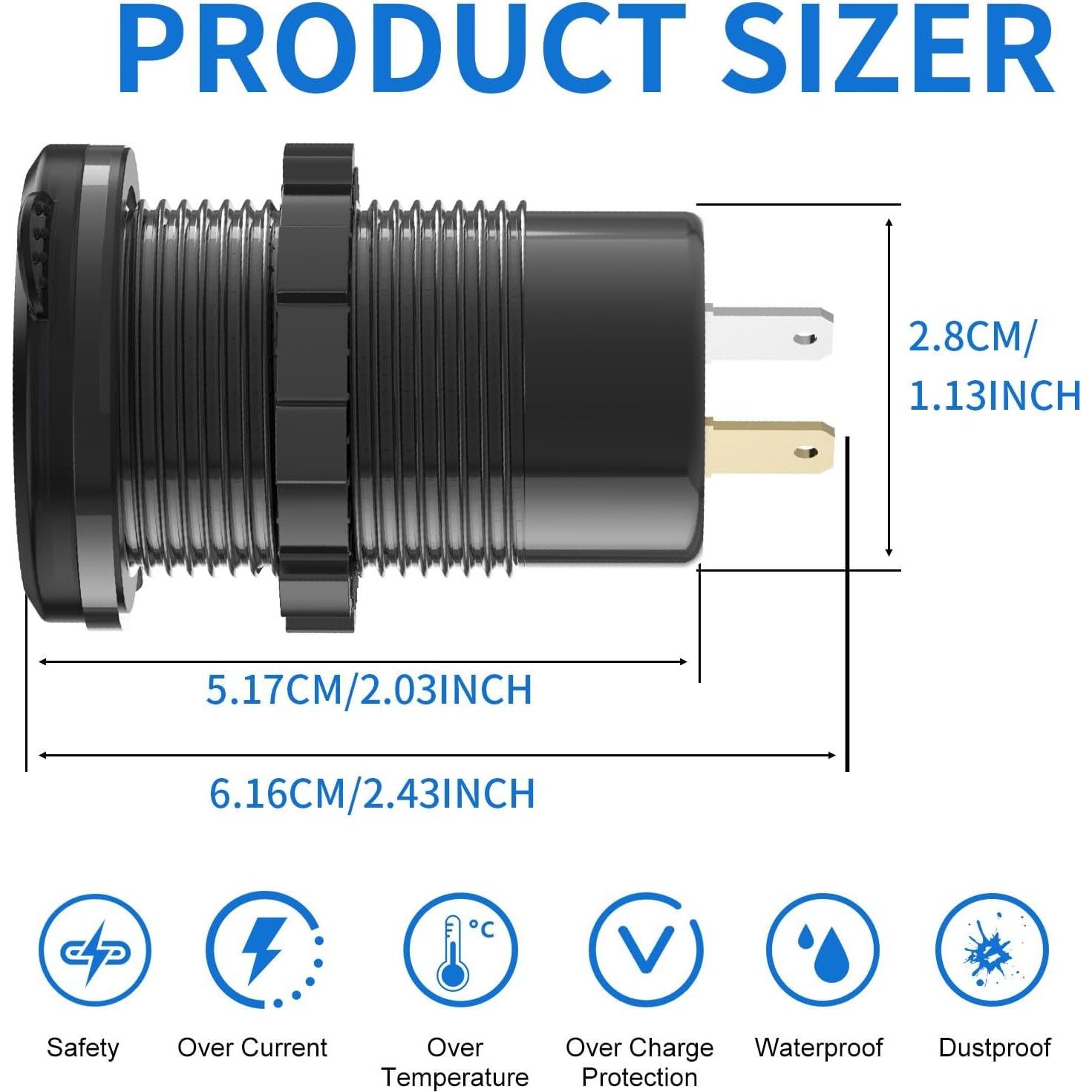 Cargador USB de 12V TIANWIDJEW 4 Puertos Carga Rápida