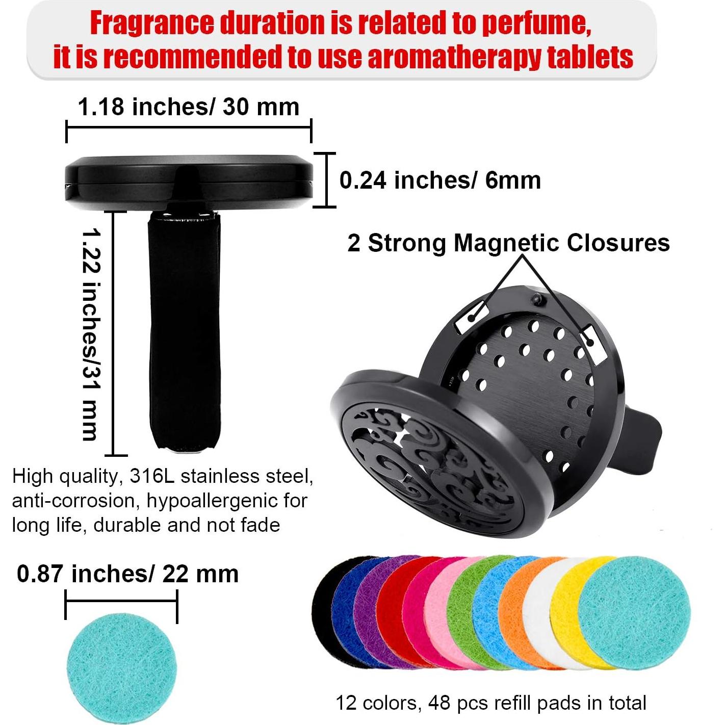 Difusor de Aceite Aromaterapia para Automóvil Tatuo 316L con 48 Almohadillas