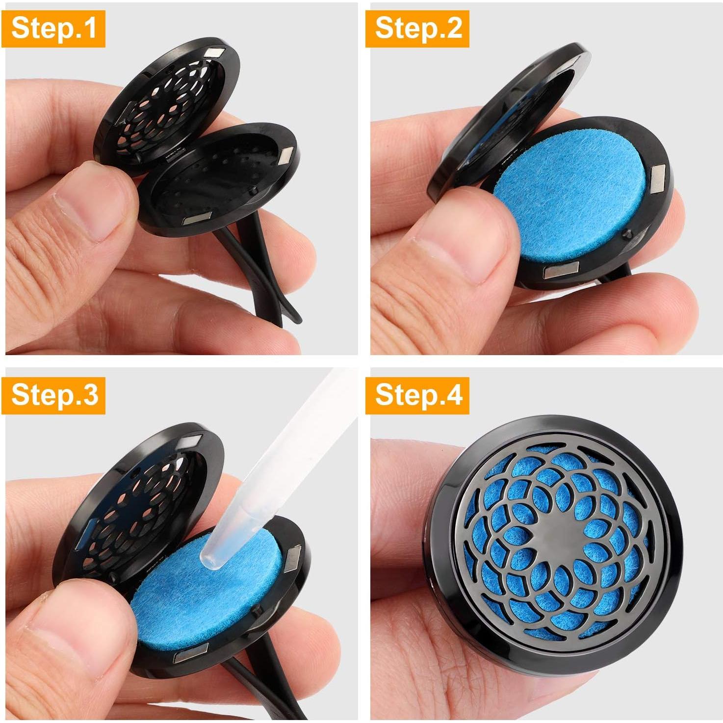 Difusor de Aceite Aromaterapia para Automóvil Tatuo 316L con 48 Almohadillas