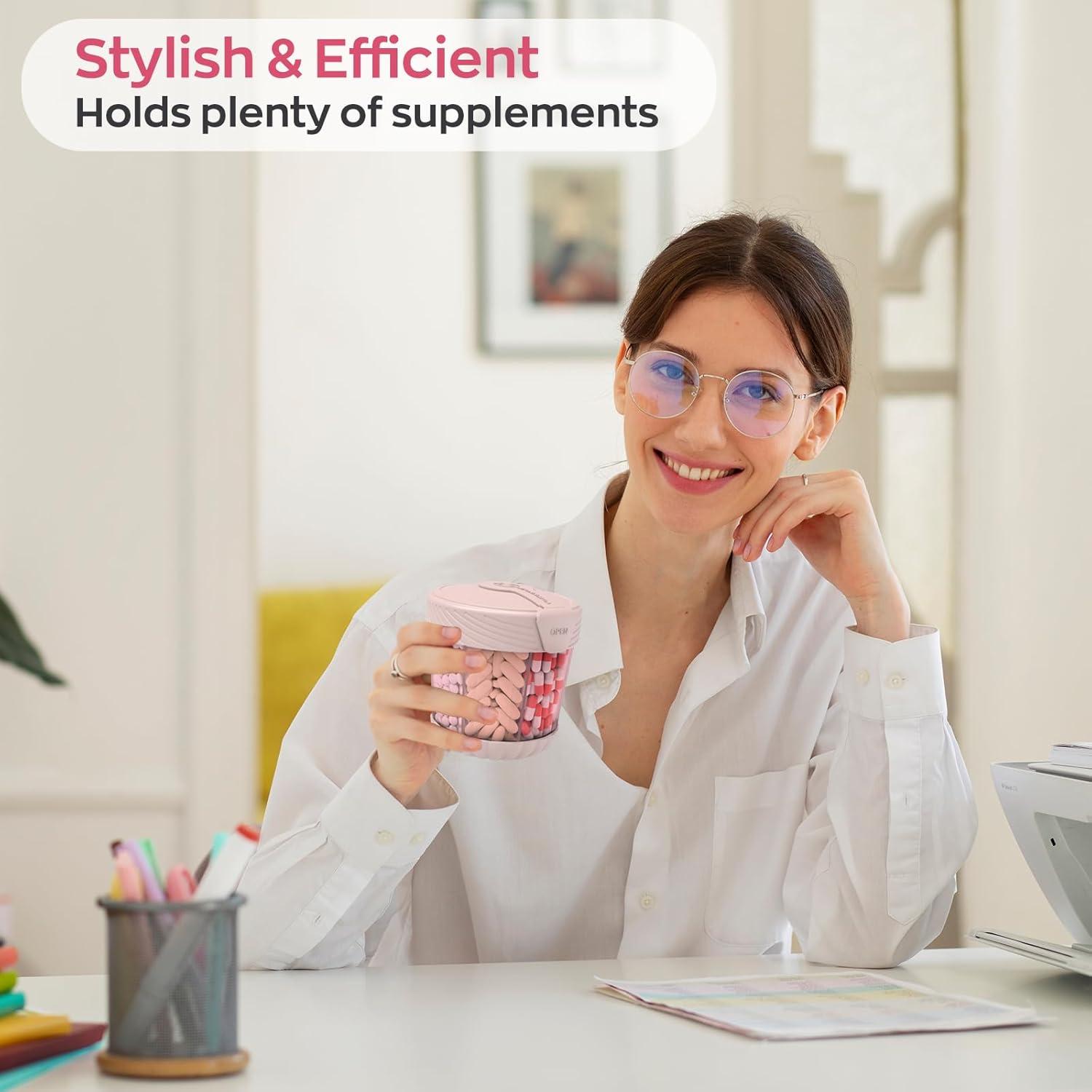 Organizador de Pastillas HIONXMGA 7 en 1 Rosa 10.6 cm