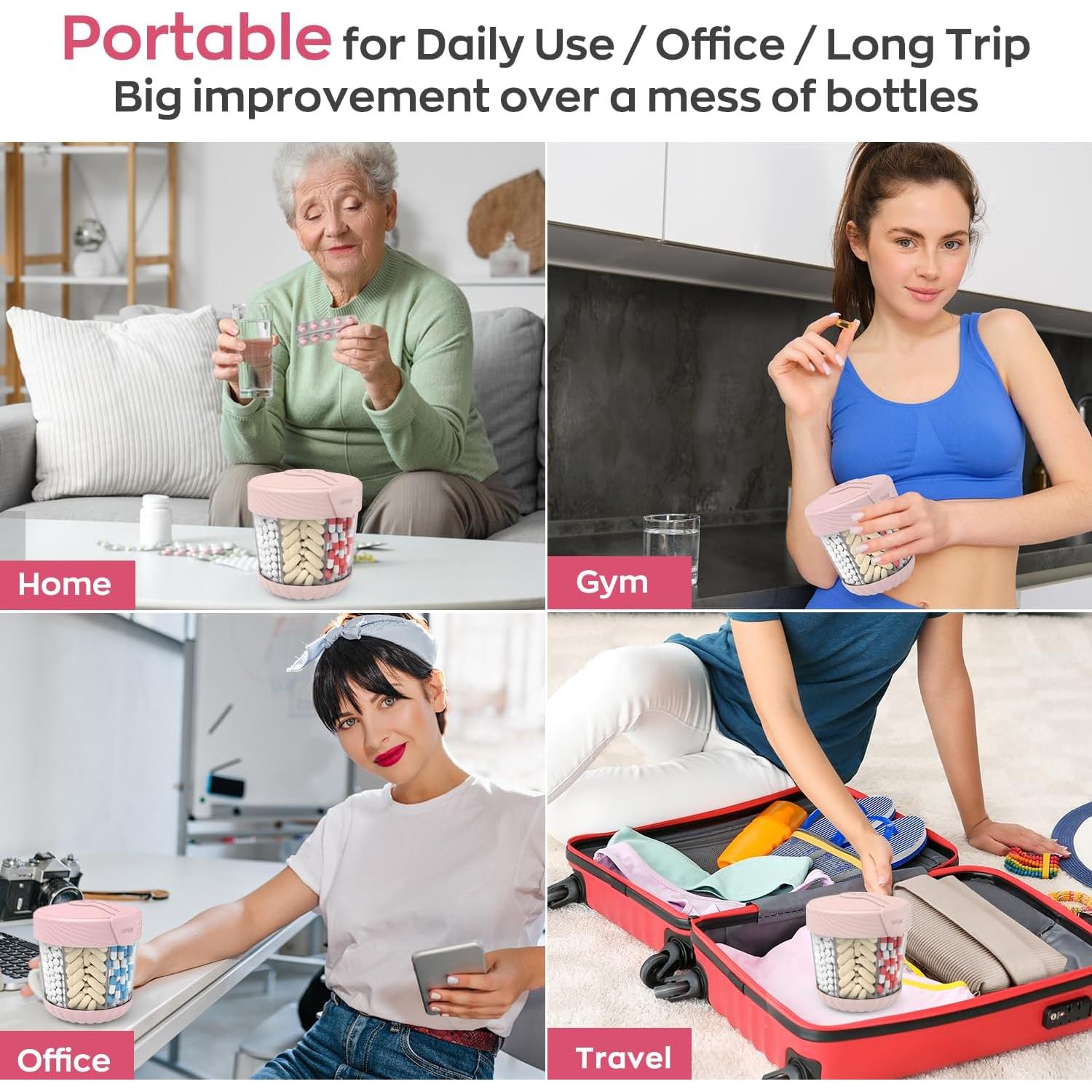 Organizador de Pastillas HIONXMGA 7 en 1 Rosa 10.6 cm