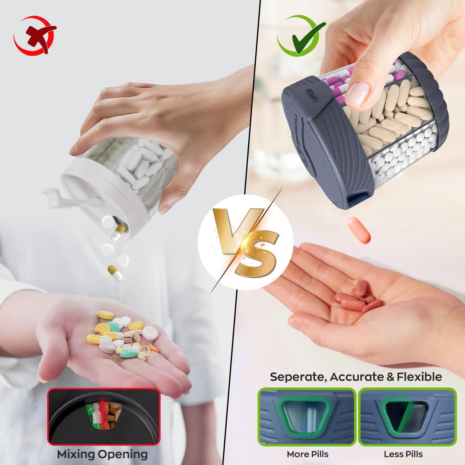 Dispensador de Pastillas Grande HIONXMGA 7 Compartimentos Negro