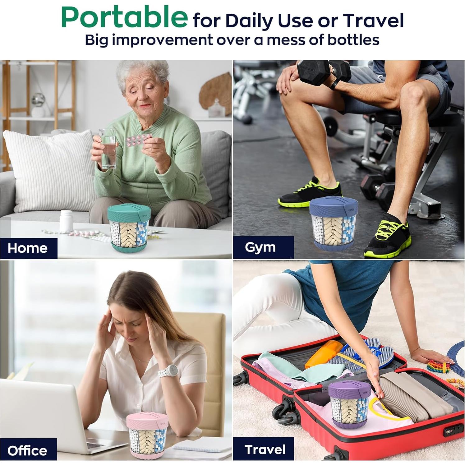 Dispensador de Pastillas Grande HIONXMGA 7 Compartimentos Negro