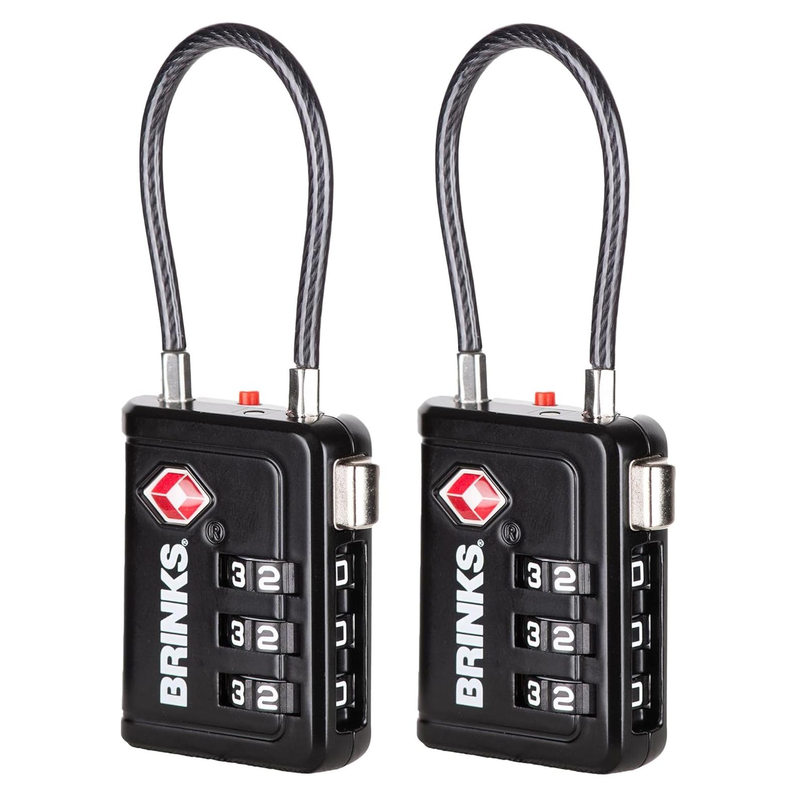 Candado de Equipaje TSA Brinks EPT34201 Negro - Combinación Reiniciable, Paquete de 2