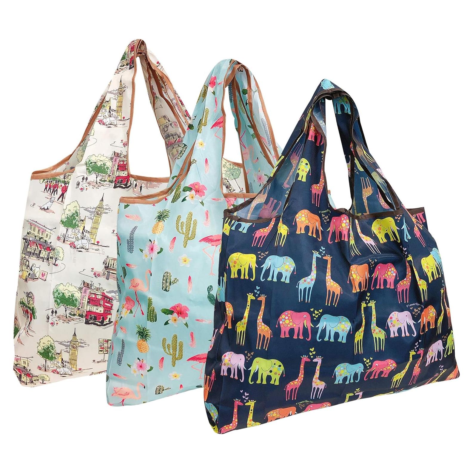 Bolsas de Compras Reutilizables Wrapables - Juego de 3 Grandes de Nylon