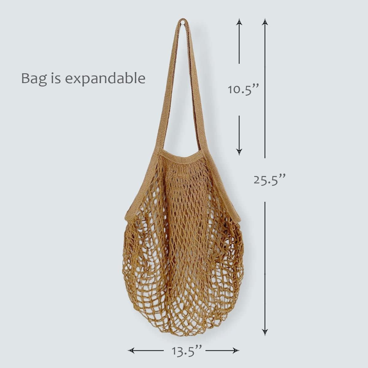 Set de 3 bolsas reutilizables de malla de algodón - Negro, Marrón, Beige